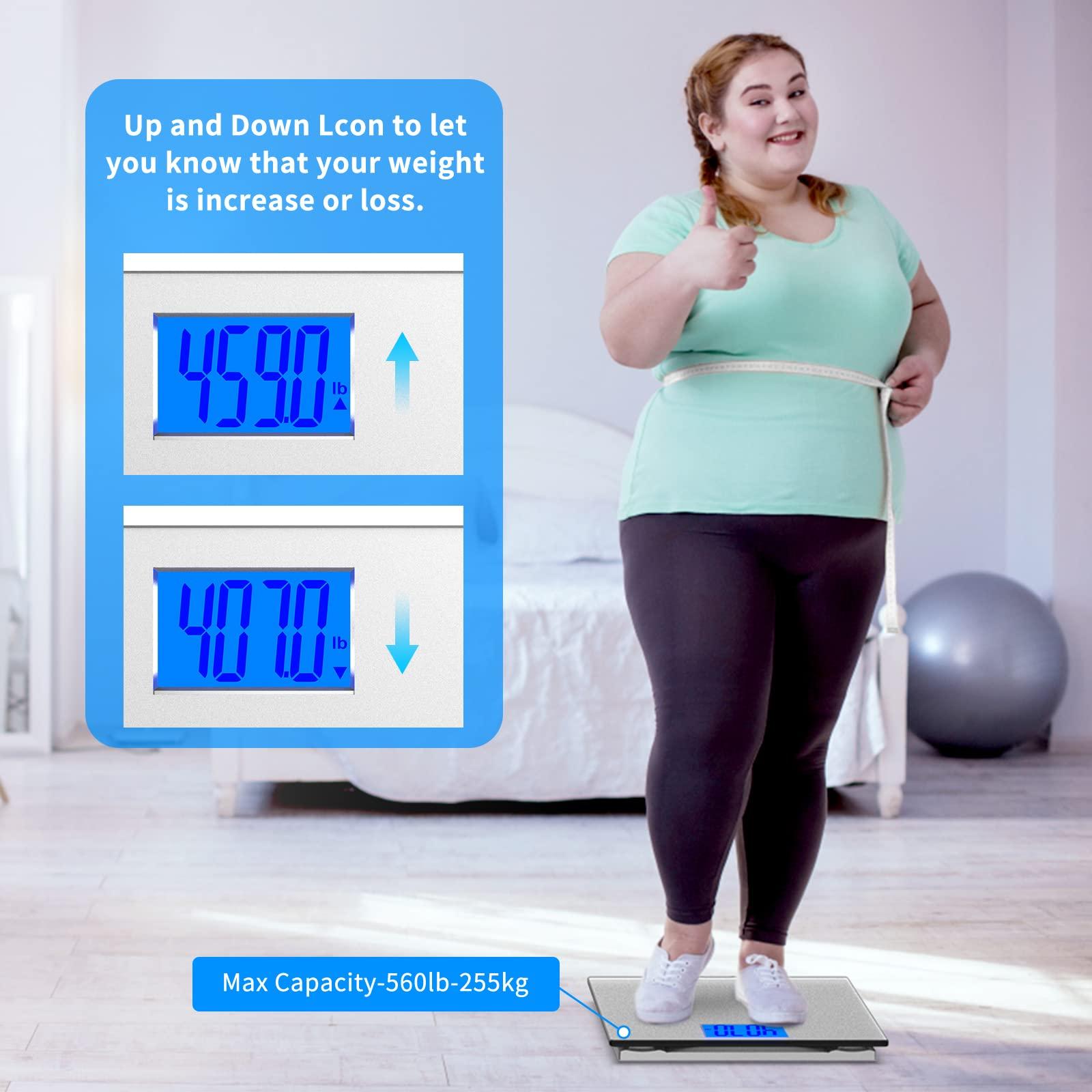 Asligtco Bathroom Scale 560lbs High Capacity Scale for Body Weight Extra Large Platform Backlit Display Digital Scales with Tape Measure & Battery(Silver) - Image 6