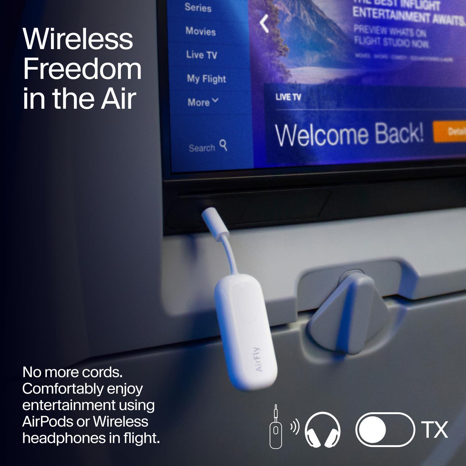 Twelve South AirFly Pro | Bluetooth Wireless Transmitter/Receiver Adapter for 2 Headphones, Audio Sharing, Compatible with 3.5mm aux Jack for Airplanes, TV, Gym, Stereo, and Travel, 25+ Hr Battery - Image 4