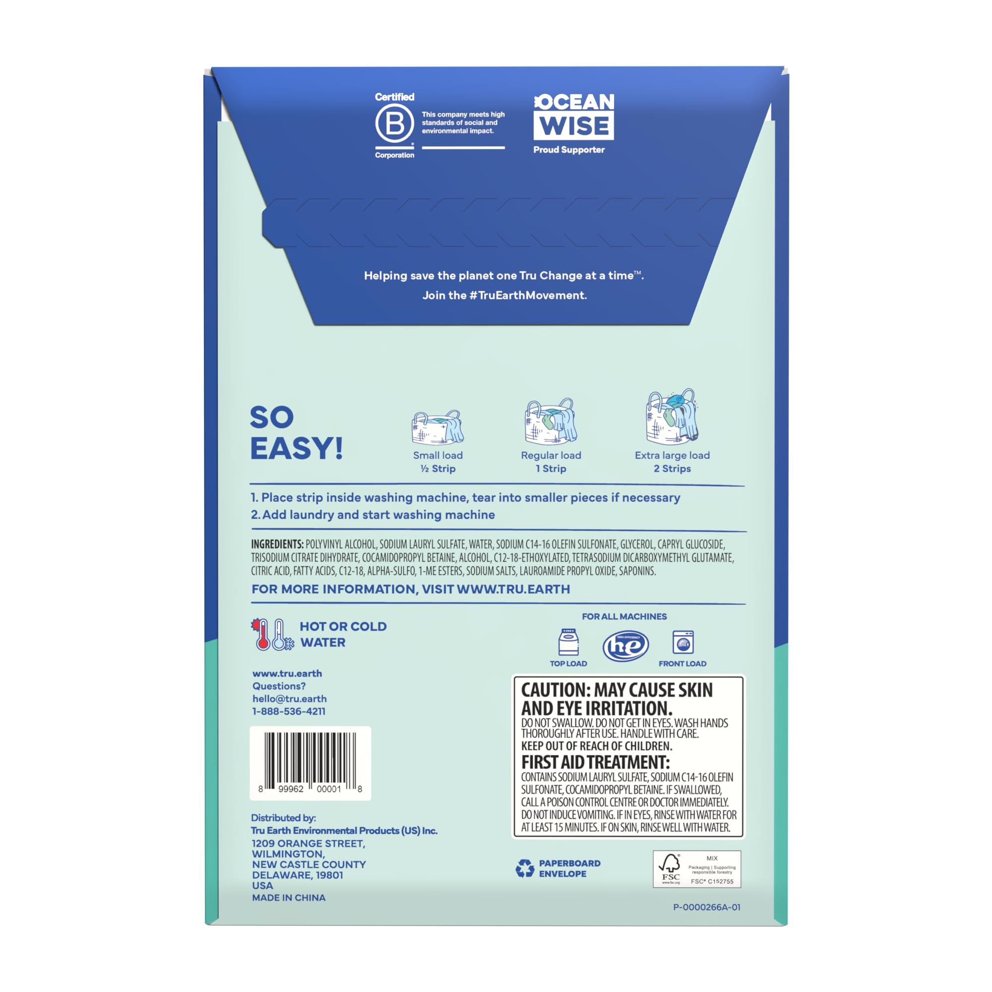 Tru Earth Hypoallergenic, Eco-friendly & Biodegradable Plastic-Free Laundry Detergent Sheets/Eco-Strips for Sensitive Skin, 32 Count (Up to 64 Loads), Fragrance-Free - Image 3