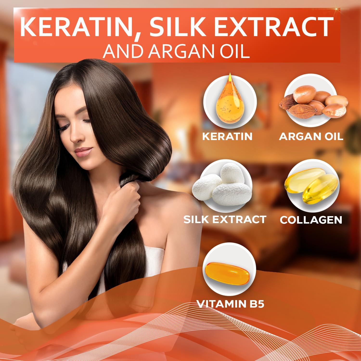 Keratin Shampoo and Conditioner Set - Sulfate Free and Paraben Free - Salon Thickening Treatment for Dry, Damaged, Curly, Frizzy, Straight or Color Treated Hair - Anti Frizz Formula for Women and Men - Image 3