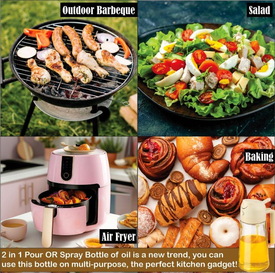 Kitchen Maiden 2-in-1 Olive Oil Sprayer and Dispenser – 16oz Glass Bottle for Cooking, Air Fryer, Salad, BBQ – Dual-Use Oil Mister & Pourer, Food-Grade, Leakproof Design - Image 4