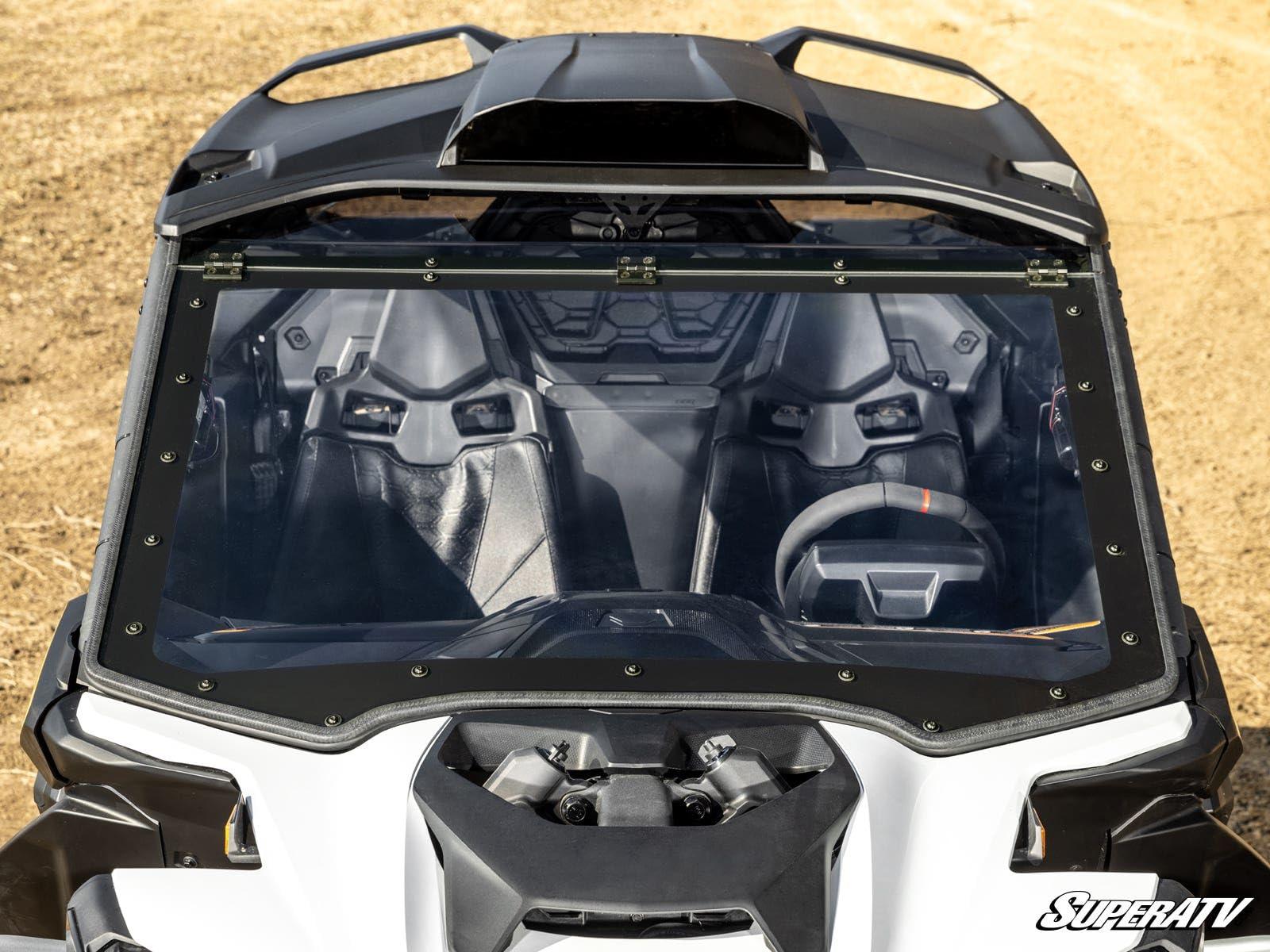 SuperATV MaxDrive Power Flip Windshield for Can-Am Maverick R MaxDrive, Can be Opened to Any Position for Full Airflow Control, 1/4” Polycarbonate 250x Stronger than Glass, USA Made - Image 6