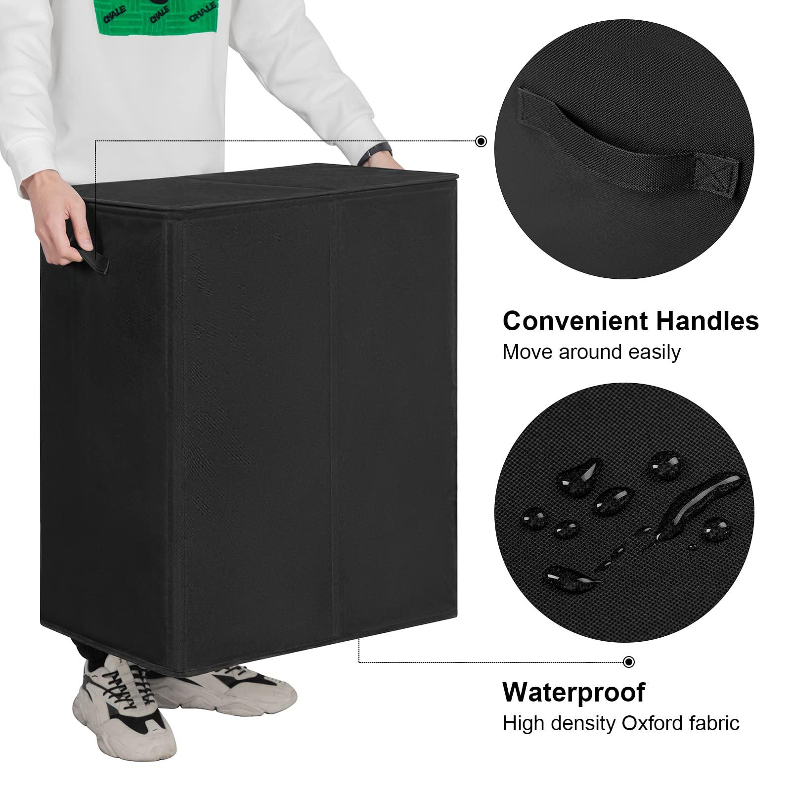 WOWLIVE 154L Double Laundry Hamper with Lid and Removable Laundry Bags, Large Dirty Clothes Hamper 2 section Collapsible Laundry Basket Dorm Room Storage for Bedroom, Bathroom, College, Black - Image 6