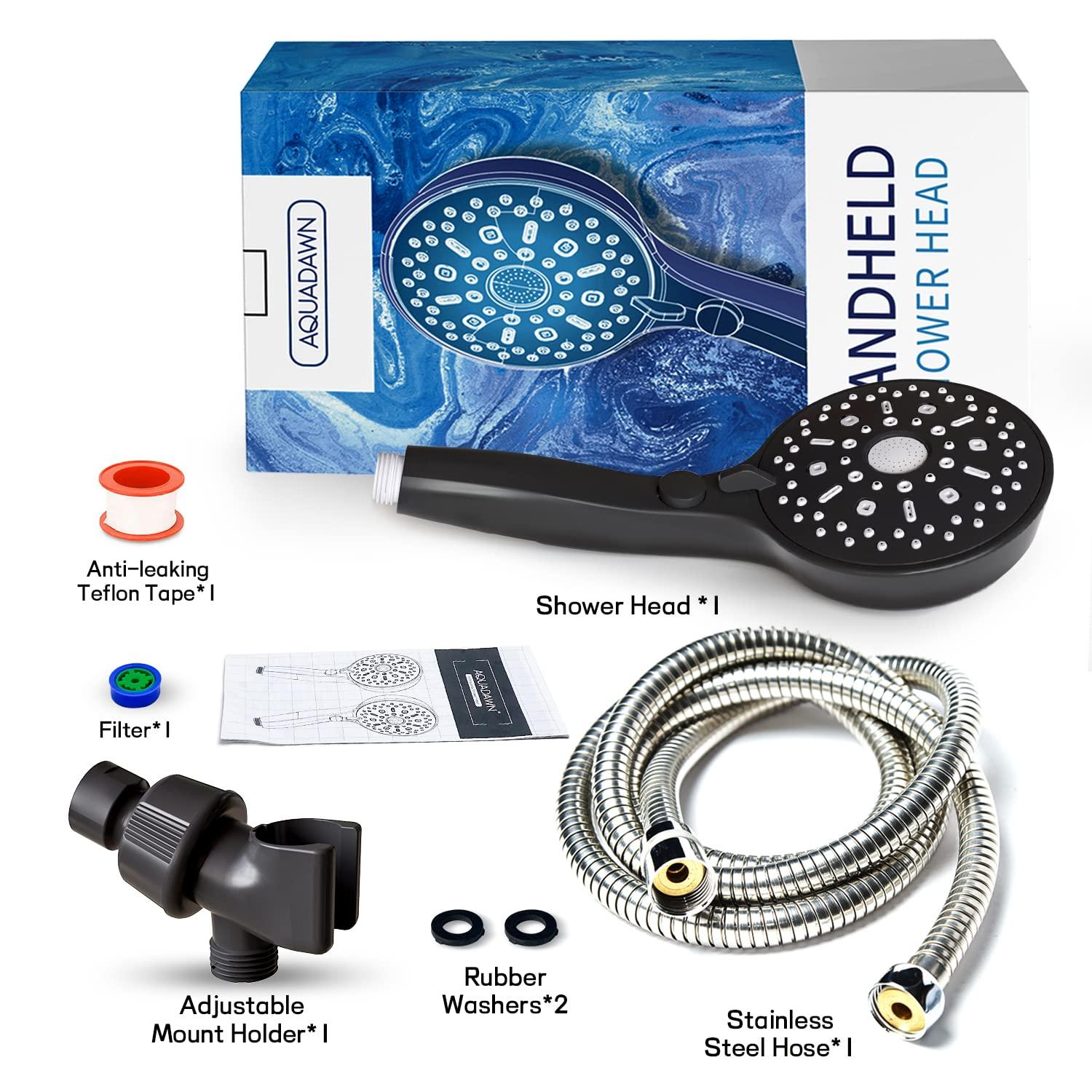 High Pressure Handheld Shower Head 11 Spray Settings, 4.85 inch Pause Switch Water Saving Shower Head, Removable High Flow Bathroom Showerhead with Long Hose and Adjustable Bracket (Matte Black) - Image 8