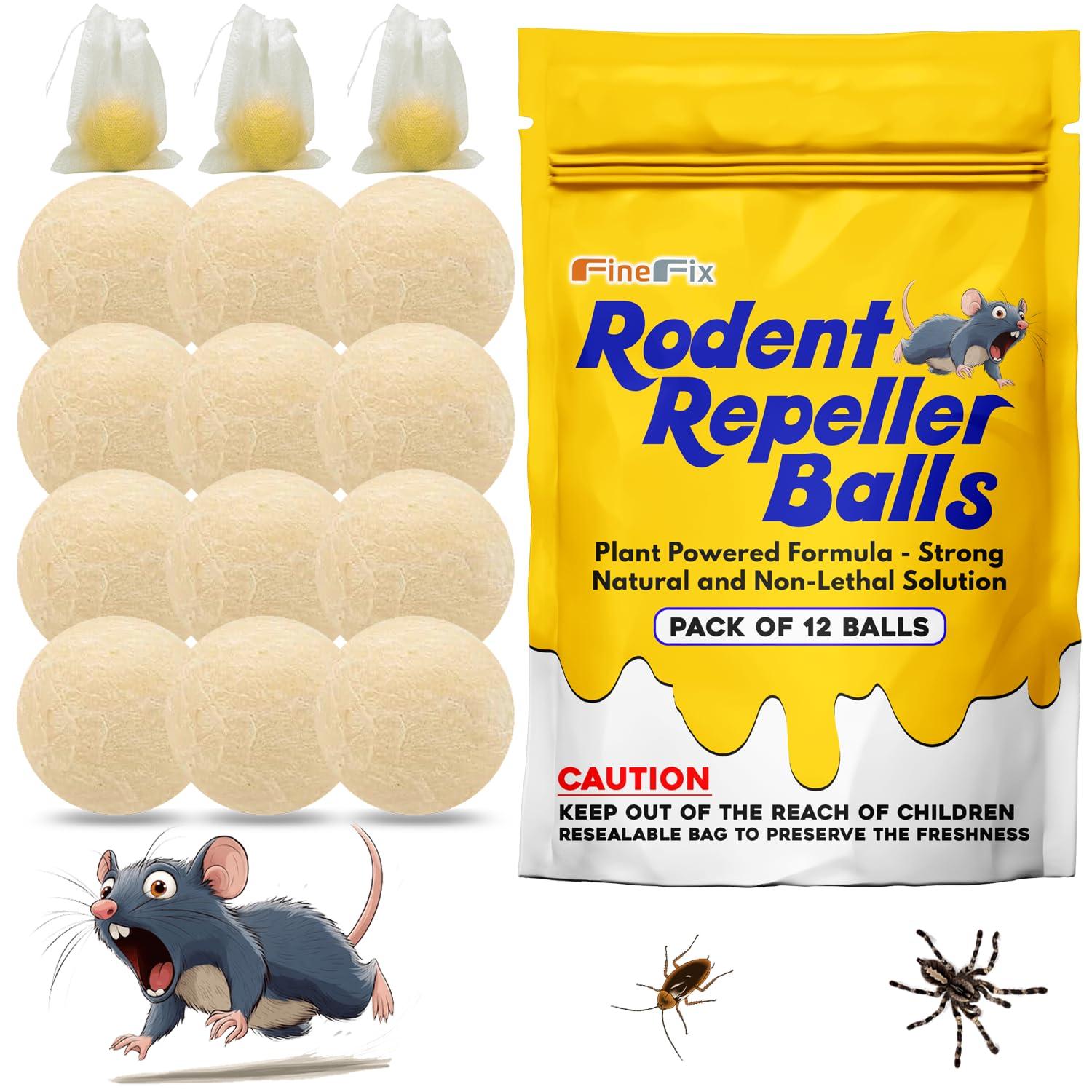 FINEFIX Moth Balls for Outdoor Use Rodents Pack of 12 Best Deterrent for Rats Mothballs Rat Repellent for Outside are Best Products to get rid of mice Permanently from Home Garage Barn Boat RVs etc