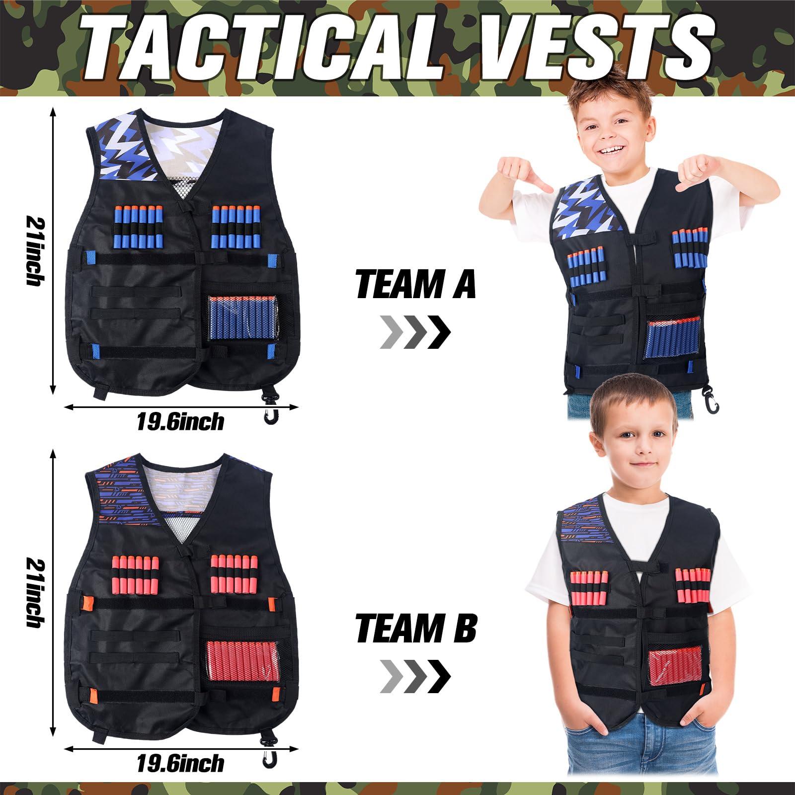 Sosation 8 Sets Tactical Vest Kit Compatible with Nerf Party Favor, Face Mask Wrist Ammo Holder Toy Gift(Orange and Blue) - Image 2