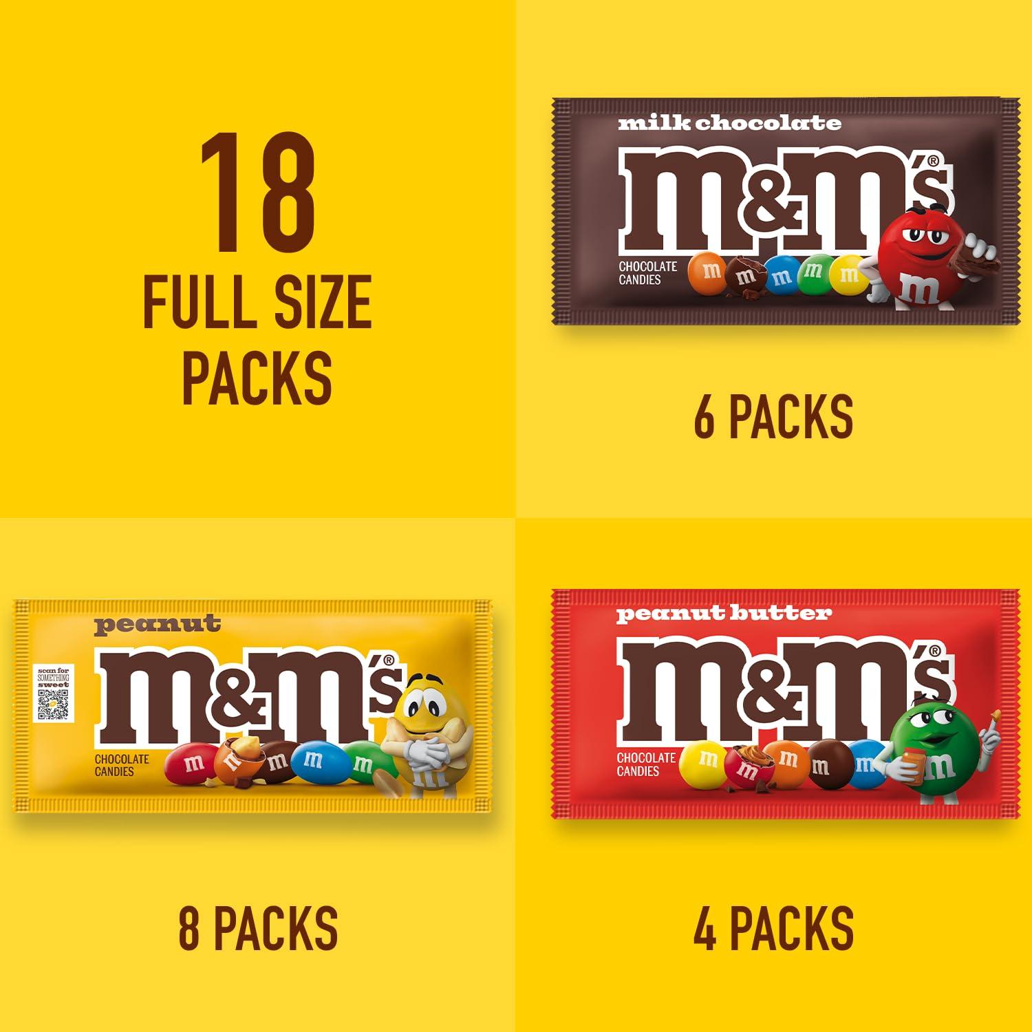 M&M'S Milk Chocolate Summer Candy, Variety Pack, Full Size, Pack of 18 Bulk Candy Chocolate - Image 4