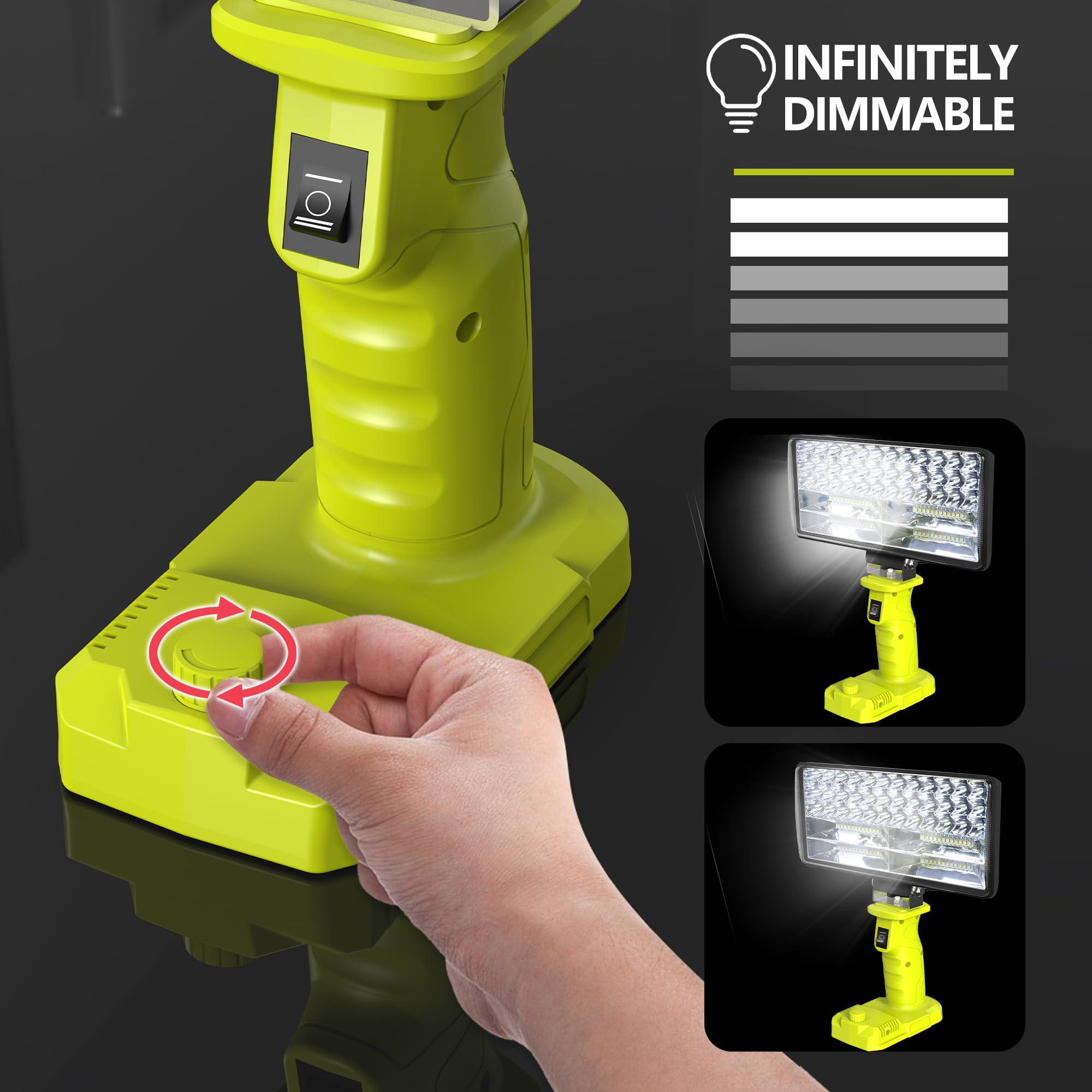 Cordless Work Light, 4000 Lumen Flashlight, Compatible with Batteries Ryobi 18V, 35W Super Bright LED, Perfect for Garage, Camping, Fishing & Emergencies, 10x5x6 inches, Durable & Portable - Image 4