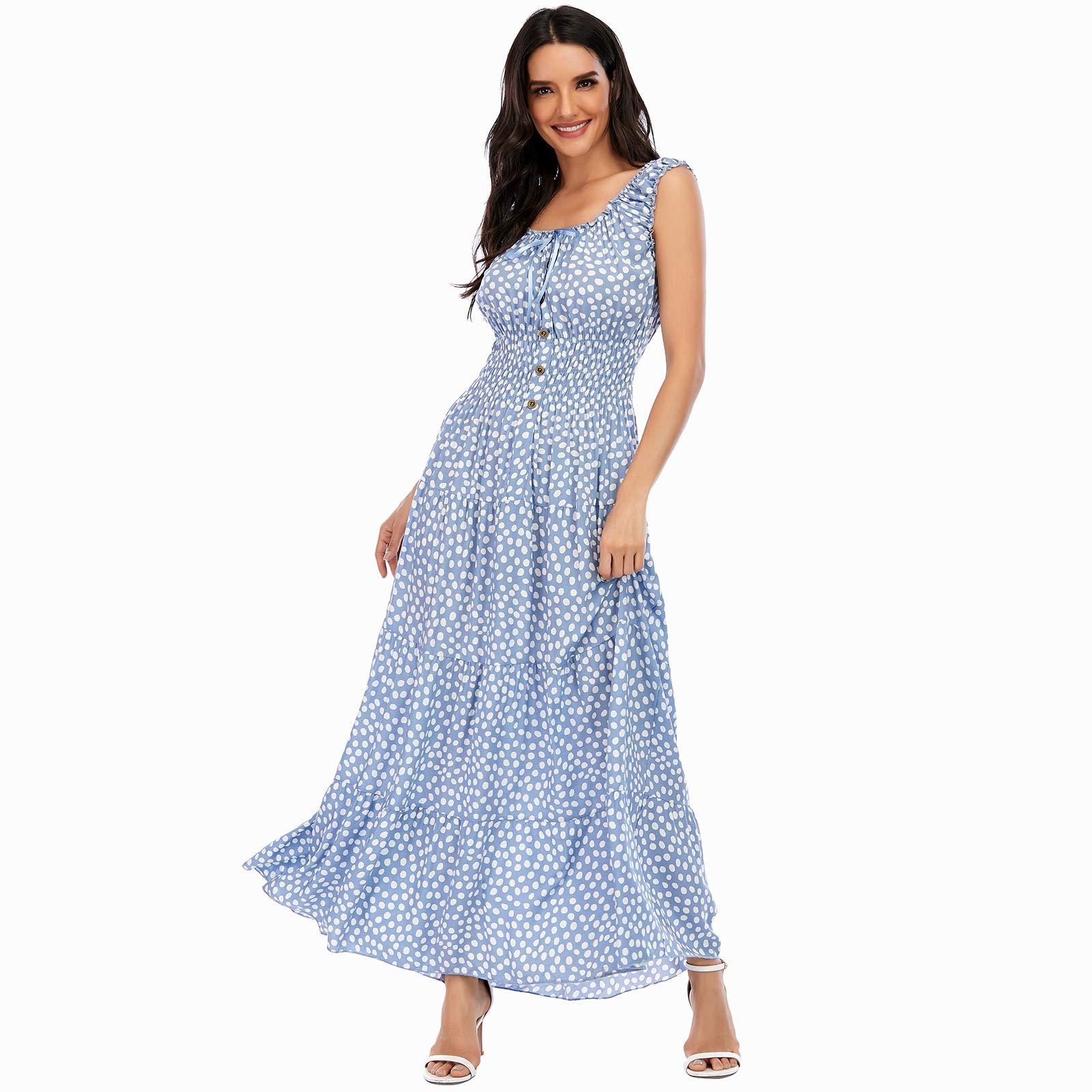 OSTOO Women's 2025 Summer Boho Floral Print Tiered Casual Flowy Long Maxi Dress - Image 4