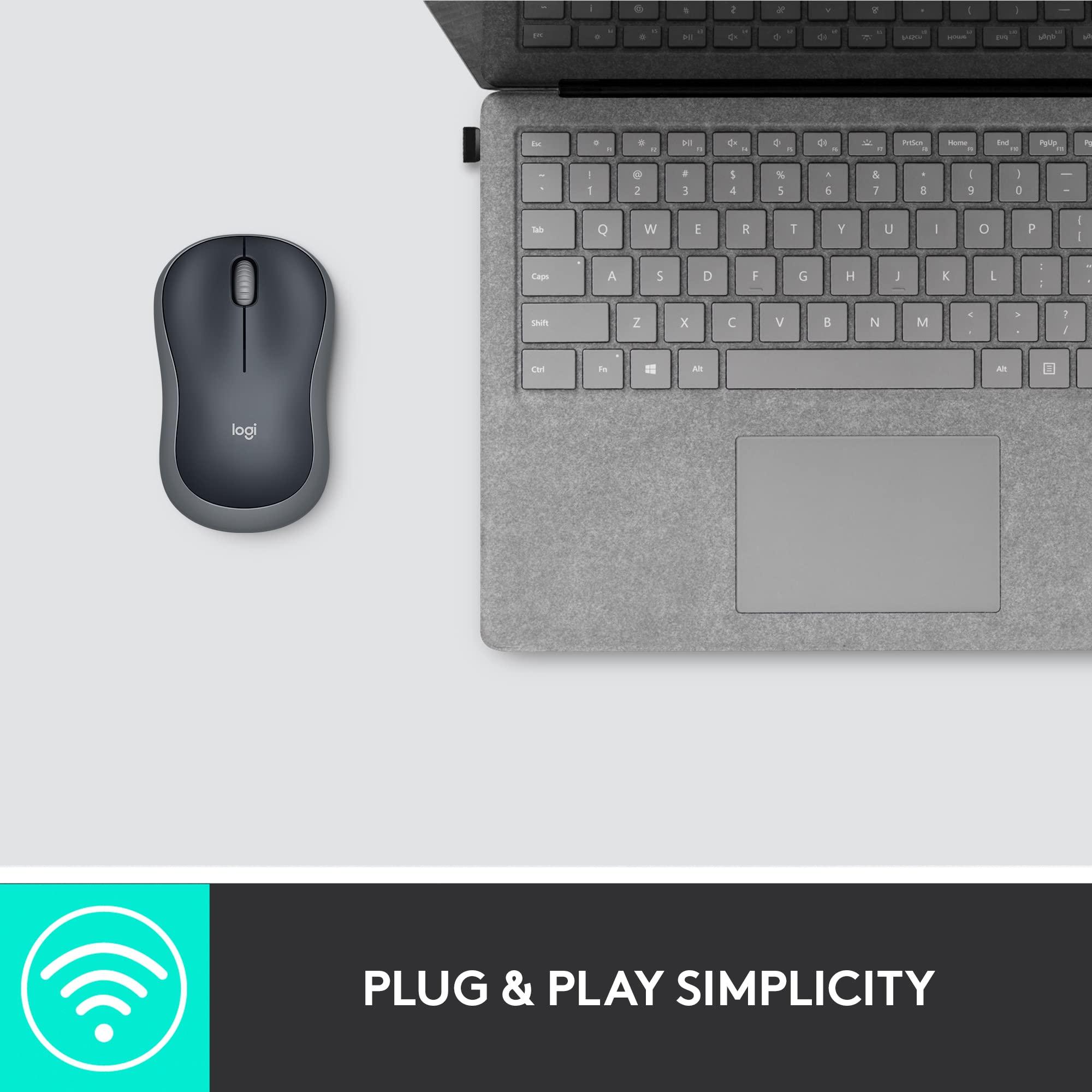 Logitech M185 Wireless Mouse, 2.4GHz with USB Mini Receiver, 12-Month Battery Life, 1000 DPI Optical Tracking, Ambidextrous PC/Mac/Laptop - Swift Grey - Image 8