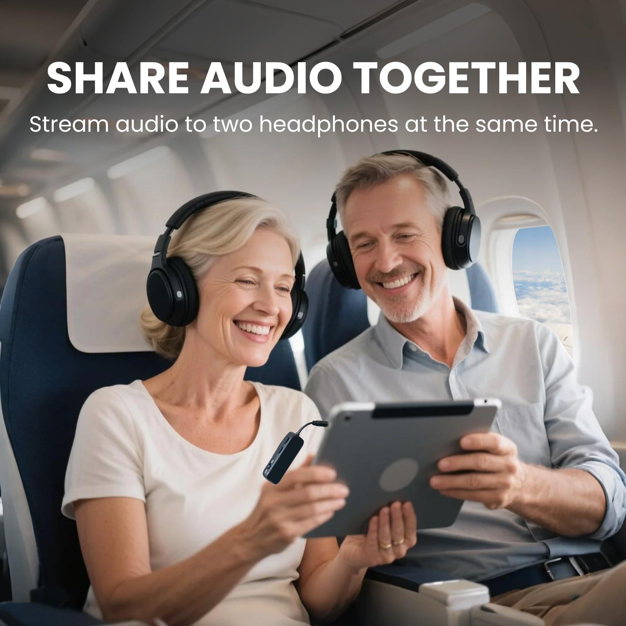Avantree Relay - Airplane Bluetooth 5.3 Adapter with Qualcomm aptX Adaptive, Supports 2 AirPods or Headphones, 20Hr Playtime, 3.5mm AUX Wireless Audio Transmitter for Travel Flight, Airline, Gym - Image 4