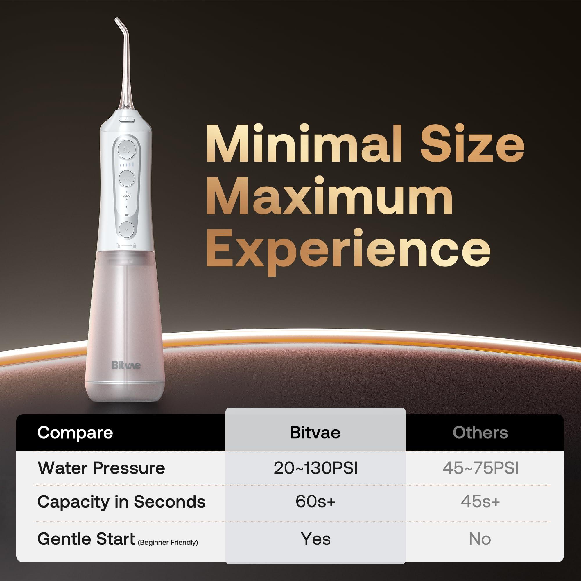 Bitvae Water Dental Flosser Teeth Pick, Cordless Flosser for Travel with 6 Jet Tips, 3 Modes 5 intensities, IPX7 Waterproof Portable & Rechargeable Oral Irrigator Cleaner, White - Image 3