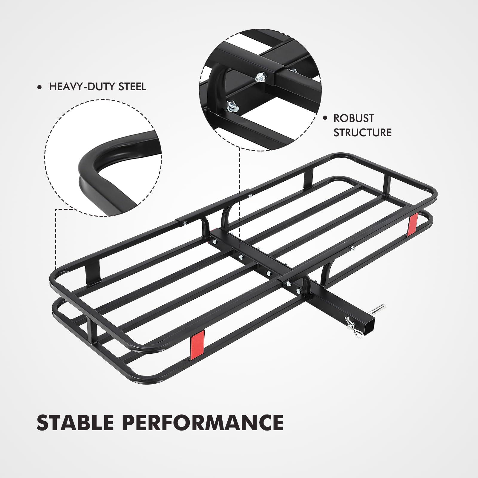 500 Lbs Capacity Hitch Mount Cargo Carrier Basket - Heavy-Duty Cargo Baskets, 53" x 19" x 6" Cargo Rack Rear Luggage Basket for Car and SUV - Image 3