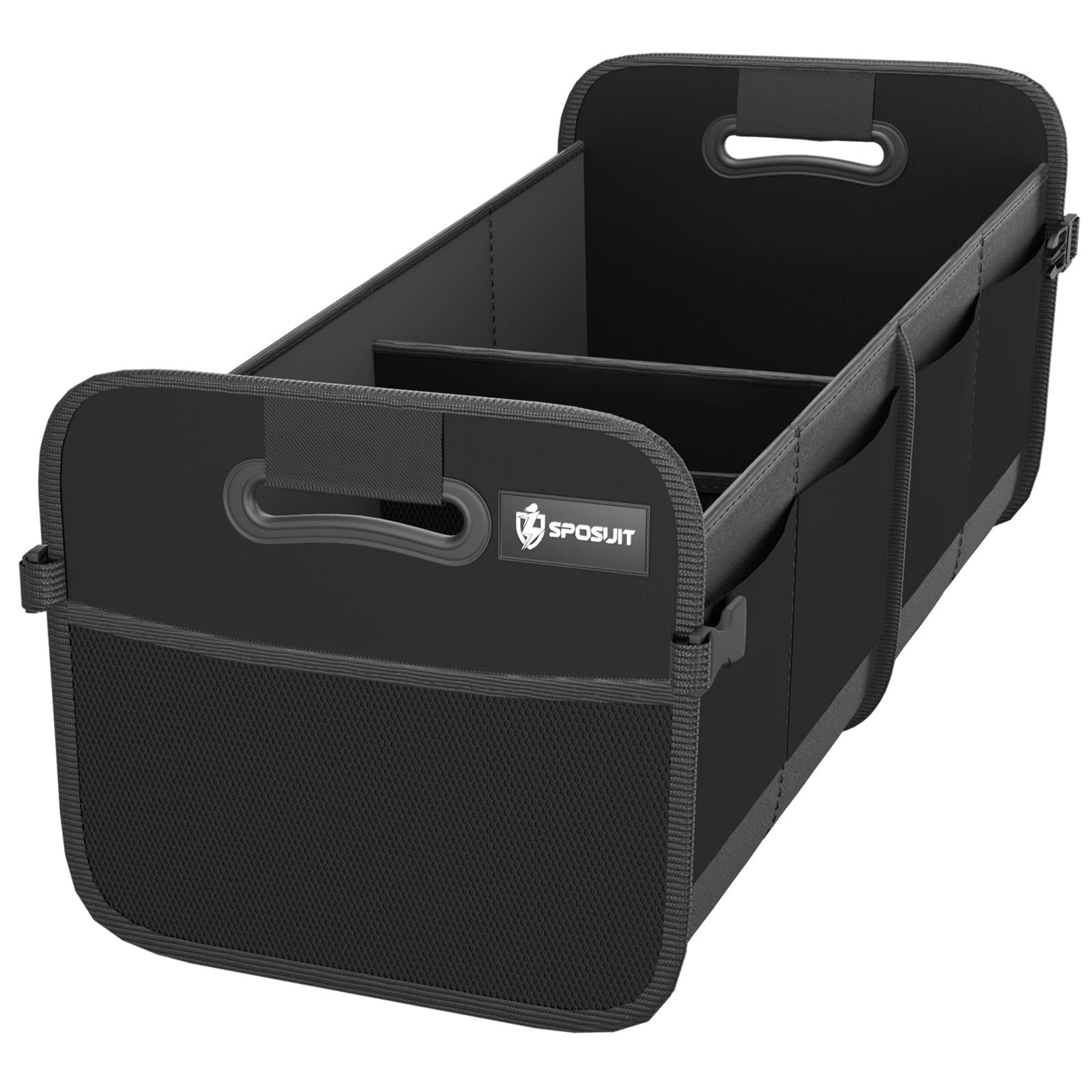 Sposuit Trunk Organizer for Car - 70L Collapsible Car Storage with 11 Pockets & Reinforced Handles, SUV Trunk Organizers for Grocery Cargo(Black)