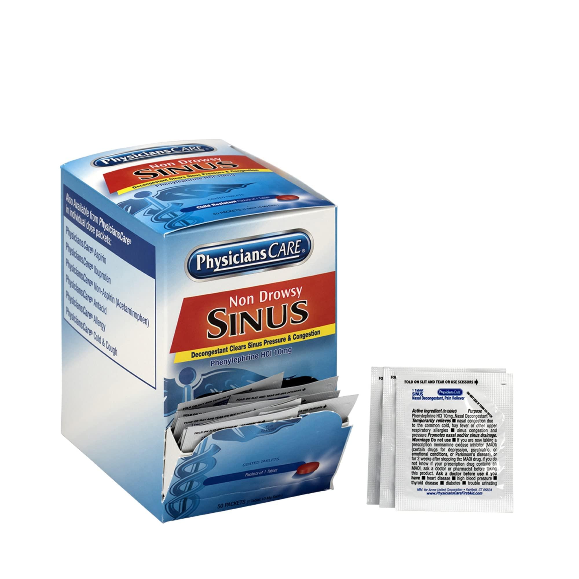PhysiciansCare Sinus Decongestant Congestion Medication, 2 Tablets Per Packet, Box Of 50 - Image 3