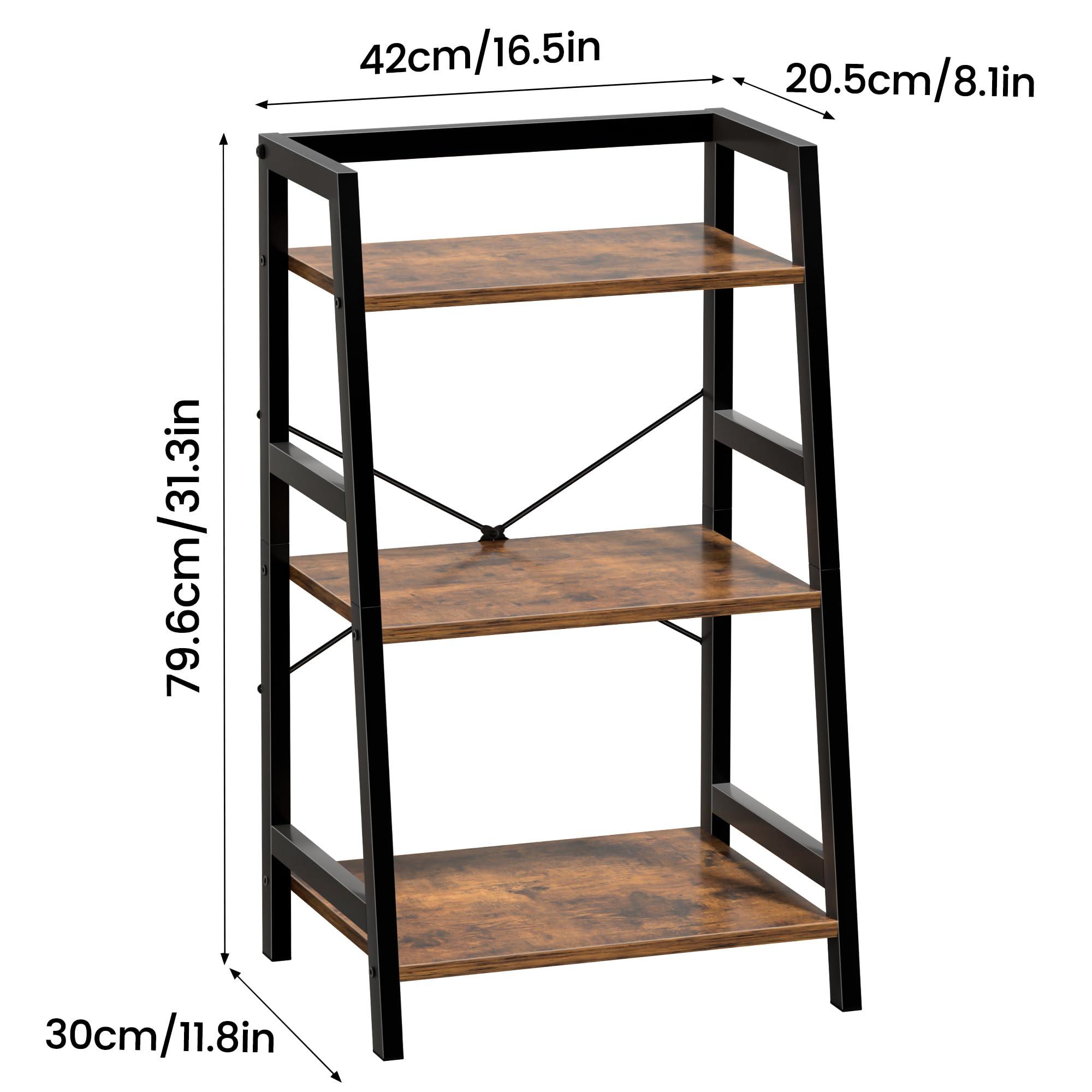 Bookshelf, Bookcase for Small Spaces, 3-Tier Shelf Bookcase, Short Shelf Storage Organizer for Living Room, Bedroom, Home Office, Kitchen, 11.8 "D x 16.5" W x 31.3 "H, Rustic Brown - Image 3