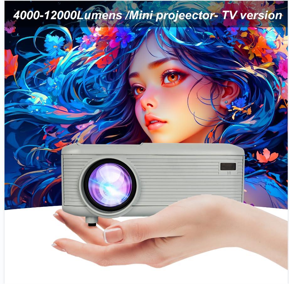 Mini bluetooth Projector(Phone HDMI Cable Included)Support 4K Native 1080P Portable Movie Projectors,outdoor small Projector,room wall Projector Compatible with Android/iOS/Windows/TV Stick/HDMI/USB - Image 2