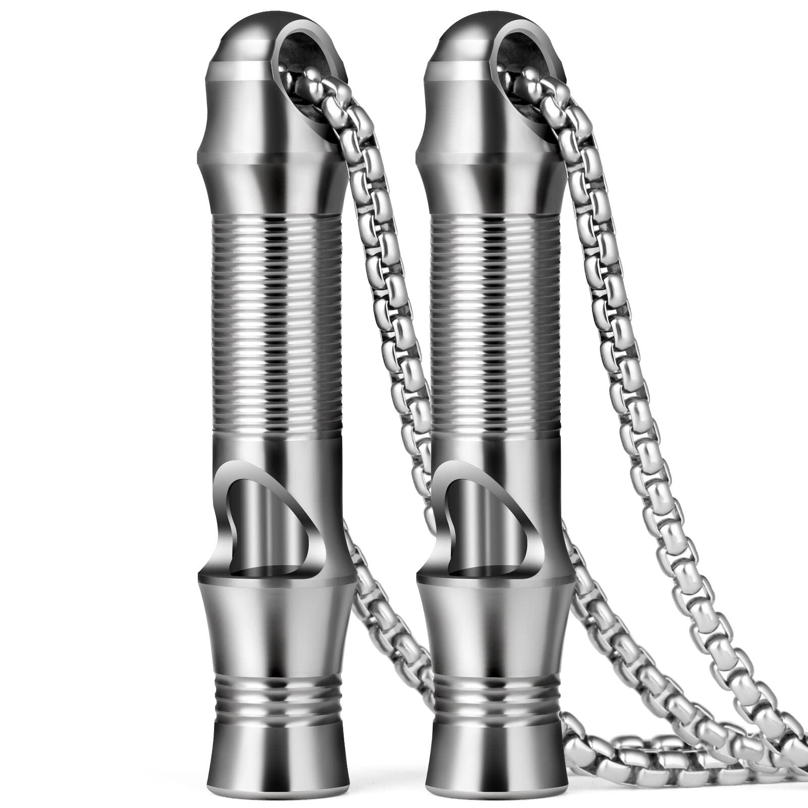 TISUR Titanium Emergency Whistle,EDC Safety Whistles Necklace Loud up to 120db,Survival Whistles for Survival,Hiking,Camping,Pets Training