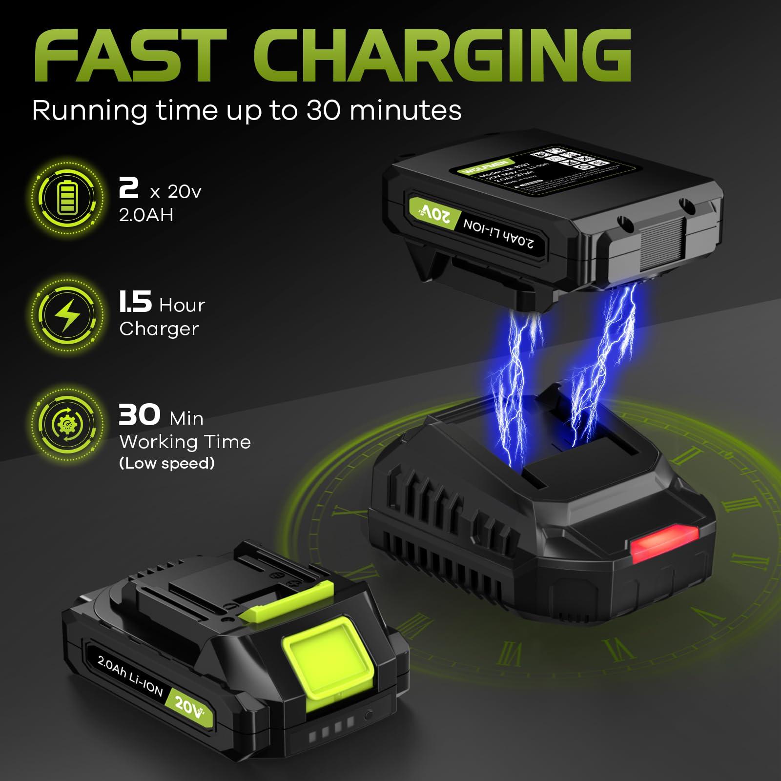 Leaf Blower, Electric Cordless Leaf Blower with 2 Batteries and Charger, 2 Speed Mode, Lightweight Leaf Blowers for Blowing Leaves, Patio Cleaning, Lawn Care and Dust - Image 4