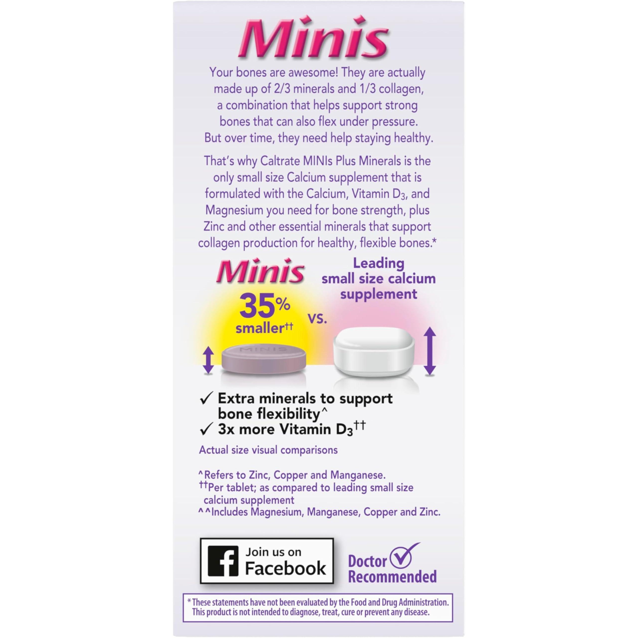 Caltrate Minis 600 Plus D3 Plus Minerals Calcium and Vitamin D Supplement Tablets, Bone Health and Mineral Supplement for Adults - 150 Count - Image 11