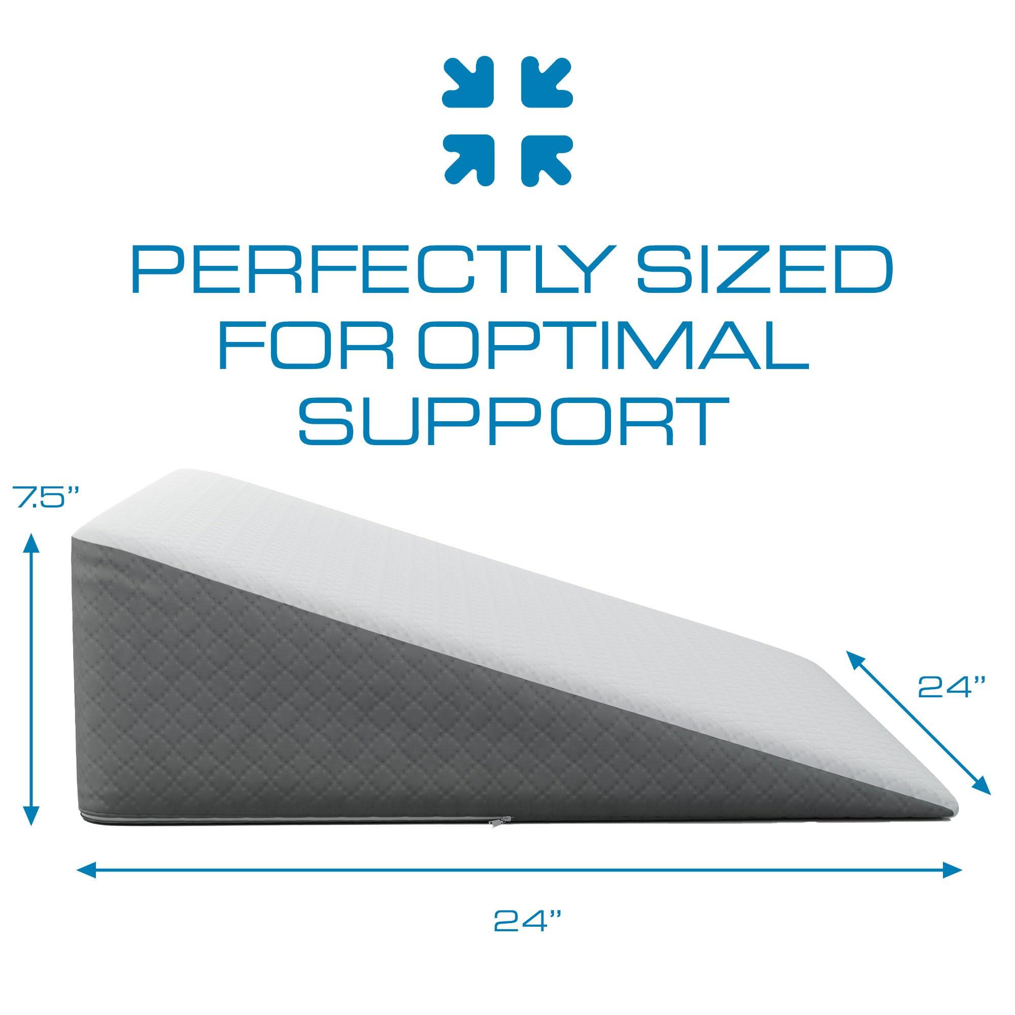 Kolbs Bed Wedge Pillow for Sleep Apnea, Sleeping Comfort, Relaxing, Acid Reflux, Heartburn and Back Pain Relief. Cushion for Sitting Up in Bed. Memory Foam Top, Chic Jacquard Washable Cover. - Image 2