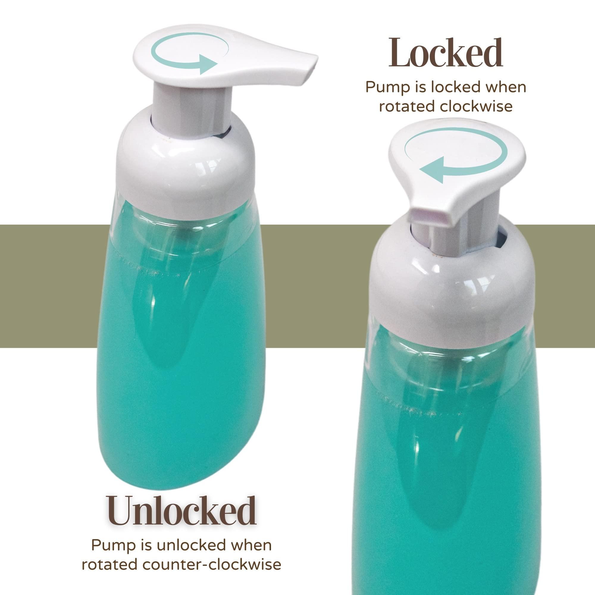 Clear Plastic Foaming Bathroom Countertop Soap Dispensers, Foaming Pump Bottles, Refillable Plastic Container for Liquid Soap, Compatible with Dr Bronner's Pure Castile Soap 250ml (8.5 oz) - (3 Pack) - Image 5