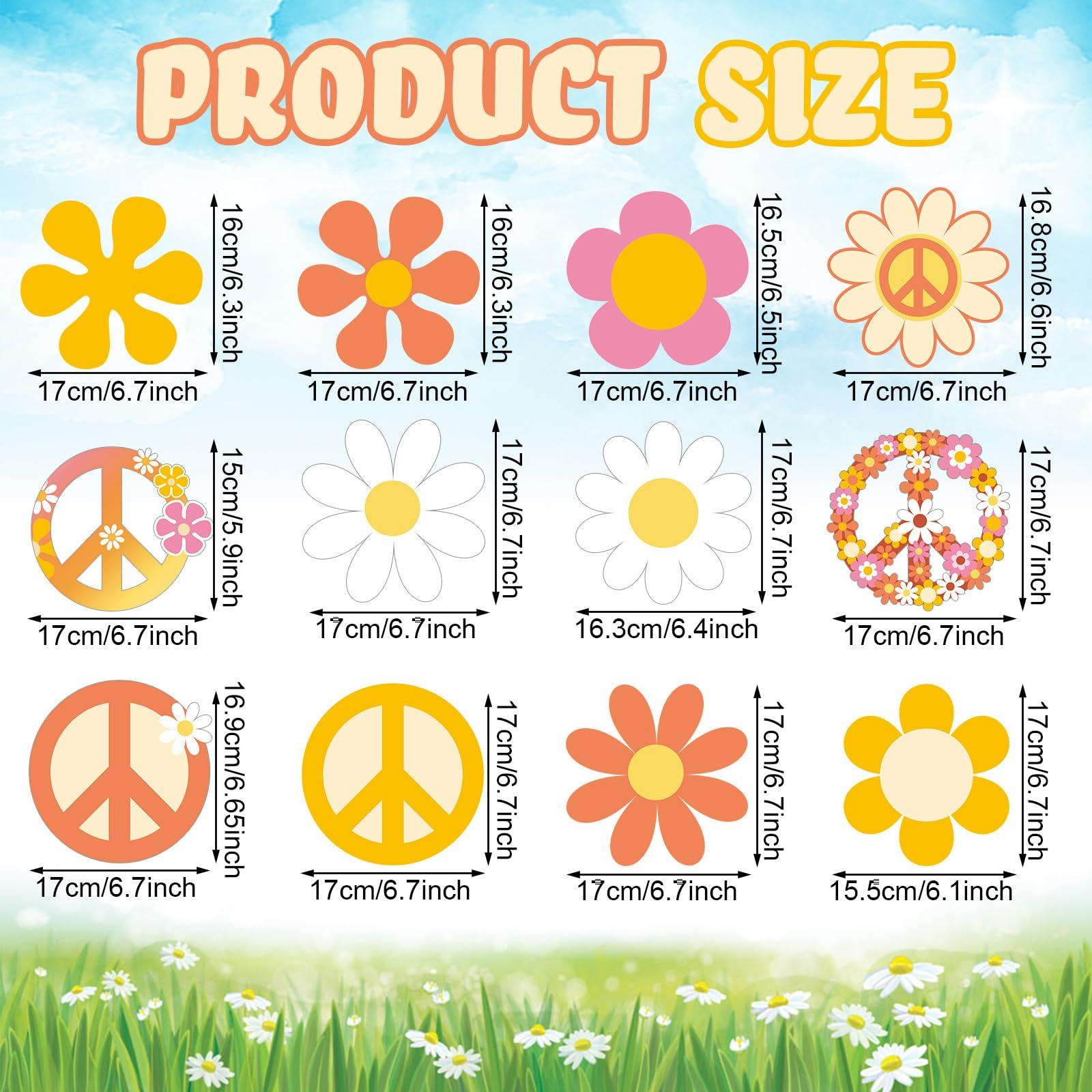 60's Hippie Theme Party Foil Swirl Decorations, 60s Groovy Party Retro Flower Cutouts Peace Sign Hanging Swirls Ceiling Decorations for Hippie Theme Groovy Supplies, 30 Count(Lovely) - Image 3