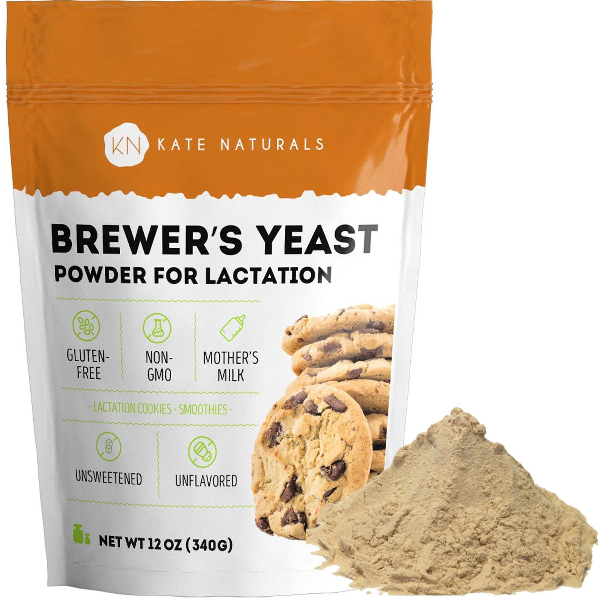 Kate Naturals Brewers Yeast Powder for Lactation Recipes & Nursing Moms. Debittered Brewer's Yeast for Lactation Cookies (12oz, Gluten Free, Non-GMO) Edible for Dogs & Ducks - Image 1