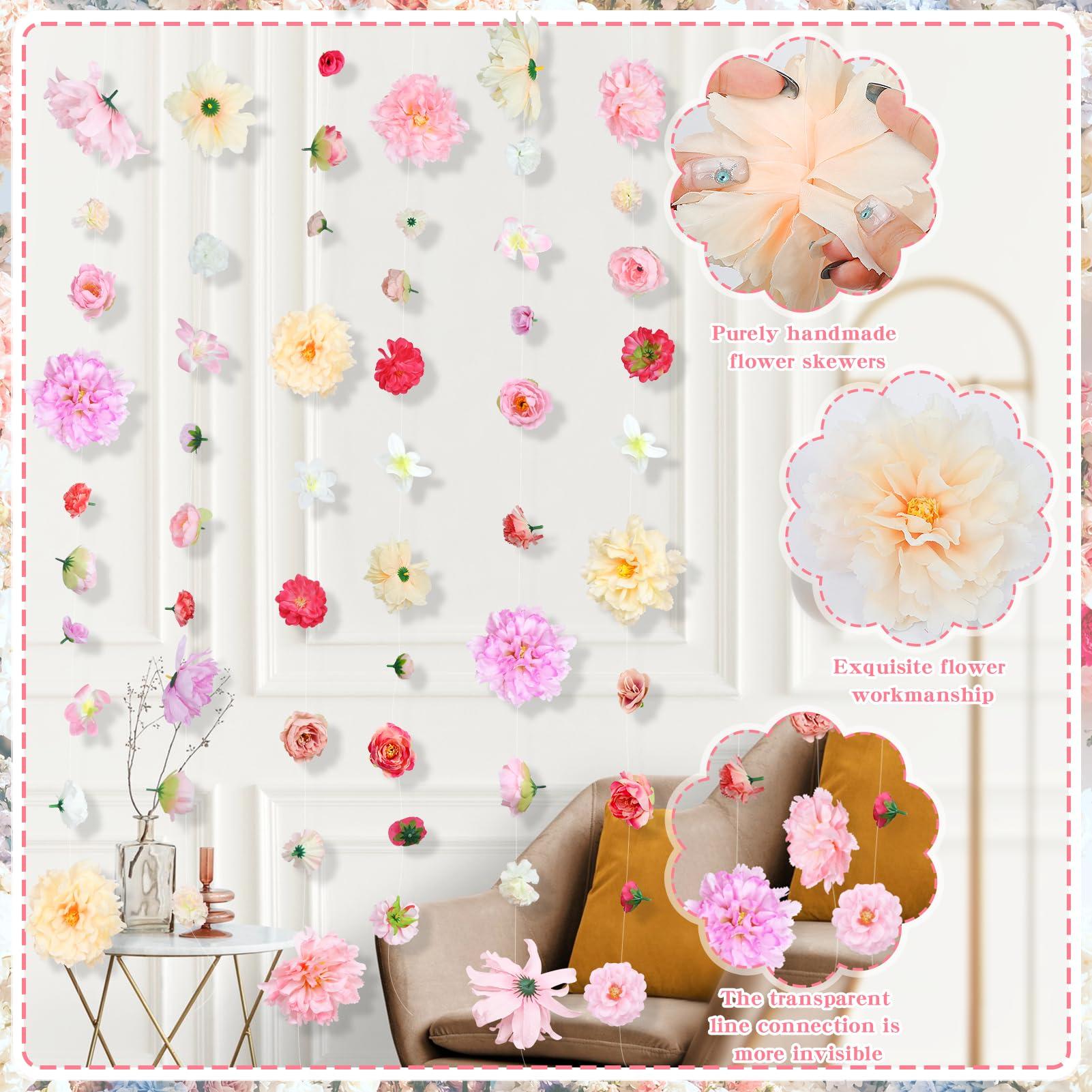 K KUMEED 6 PCS Artificial Rose Flowers Hanging Decorations,13 FT Dangling Fake Rose with Hooks Spring Party Decorations for Wedding Party Background Birthday Baby Shower Home Flower Garden Themed - Image 3