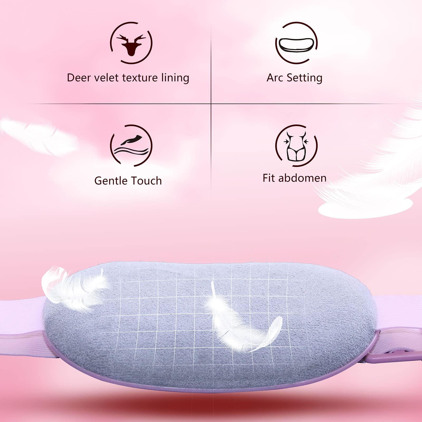 Portable Cordless Heating Pad, Heating Pad for Back Pain with 3 Heat Levels & 3 Vibration Massage Modes, Portable Electric Fast Heating Belly Wrap Belt for Women and Girl(Pink) - Image 3