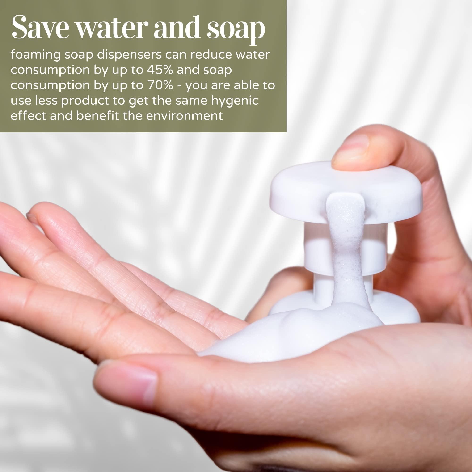 Clear Plastic Foaming Bathroom Countertop Soap Dispensers, Foaming Pump Bottles, Refillable Plastic Container for Liquid Soap, Compatible with Dr Bronner's Pure Castile Soap 250ml (8.5 oz) - (3 Pack) - Image 4