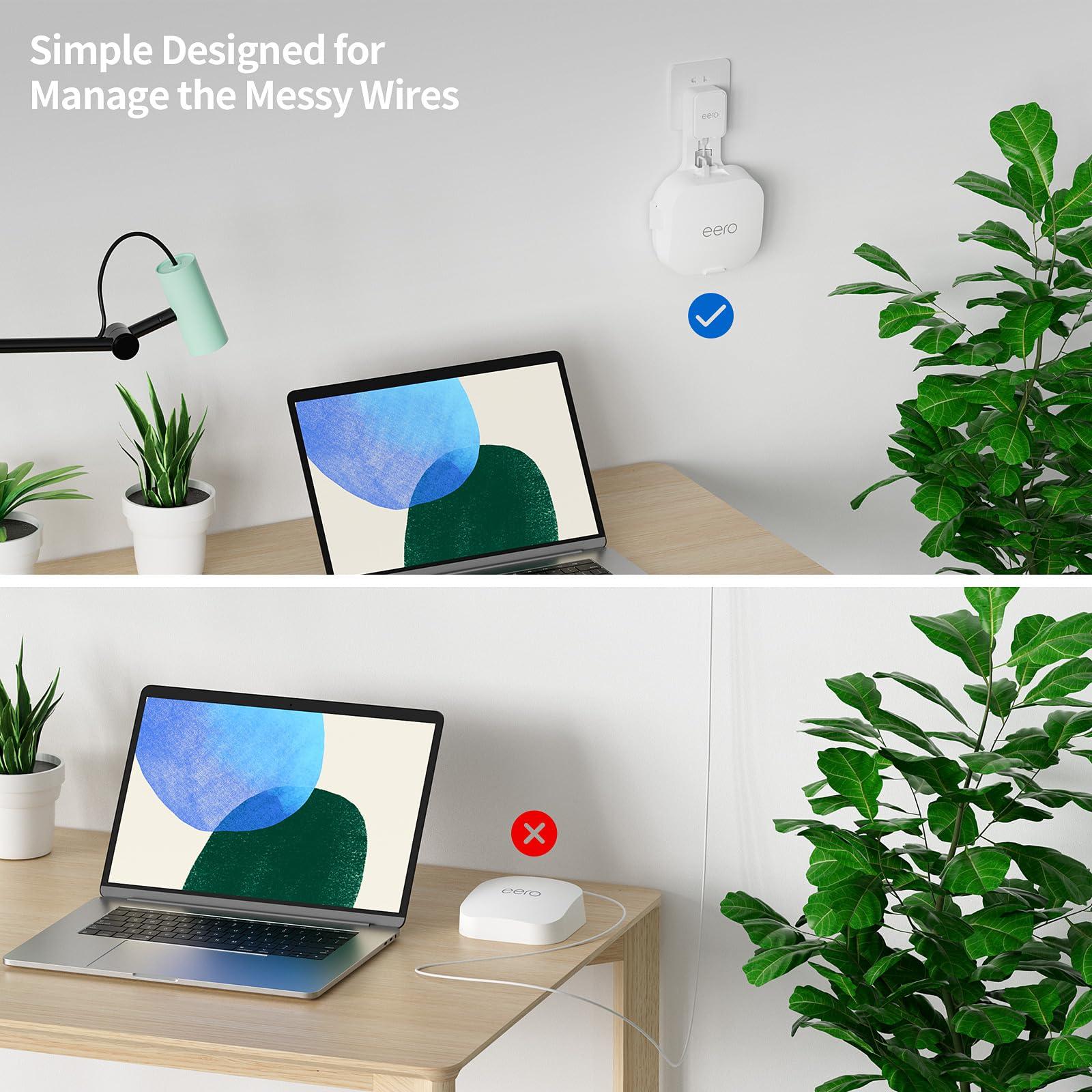 Relassy Wall Mount Holder for eero 6e/6, Outlet Stand Bracket Compatible with eero 6 Mesh Wi-Fi System Extender Router (1 Pack), No Messy Wires, Space Saving - Image 5