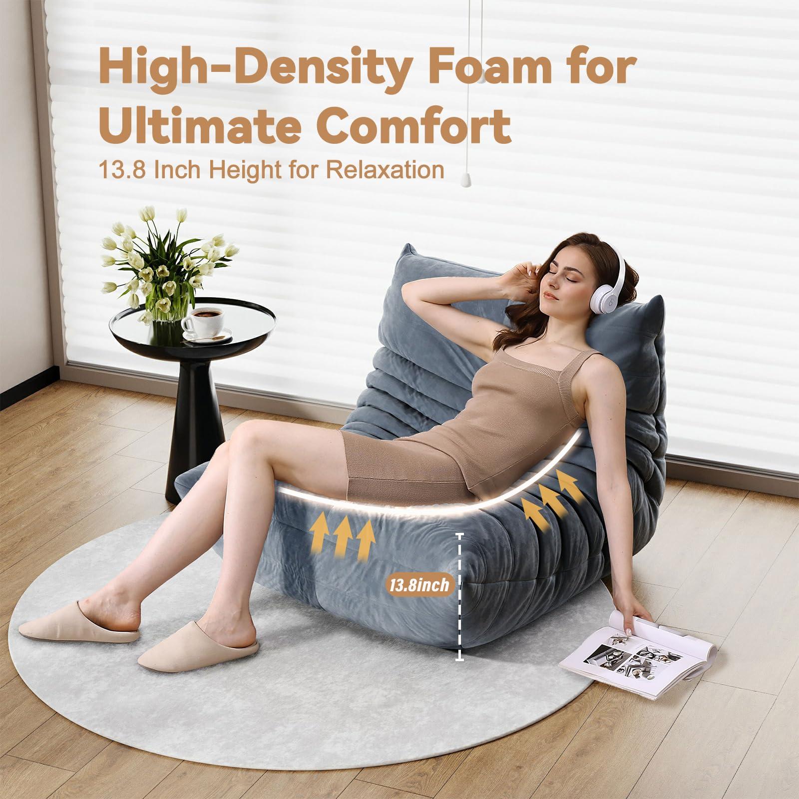 Snug Sofee Bean Bag Chairs for Adults, Bean Bag Sofa - Adult Size with Soft Waterproof Fabric for Living Room, Apartments, Reading Corner, Gaming, and Movie Venue (Gray) - Image 5