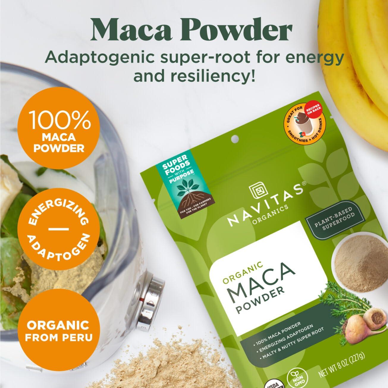 Navitas Organics Maca Powder – 100% Gelatinized Peruvian Maca for Adaptogen Smoothies, Lattes, Baking & More – Energize & Balance - USDA Organic, Non GMO, Vegan, Gluten Free (4oz. Bag, 23 Servings) - Image 3