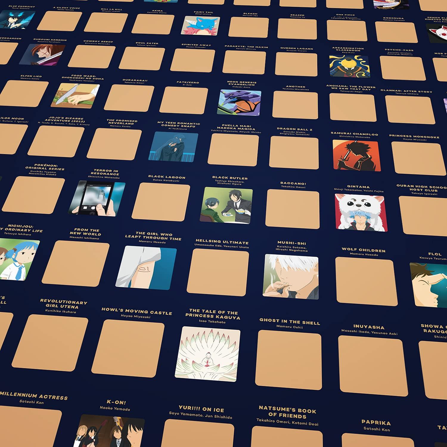 Enno Vatti Scratch Off Poster - Top 100 Animes of All Time - Unique Bucket List and Cool Stuff Featuring Series and Films - Wall Art and Thoughtful Gift for Anime Lovers - 16.5 x 23.4-Inch - Image 3