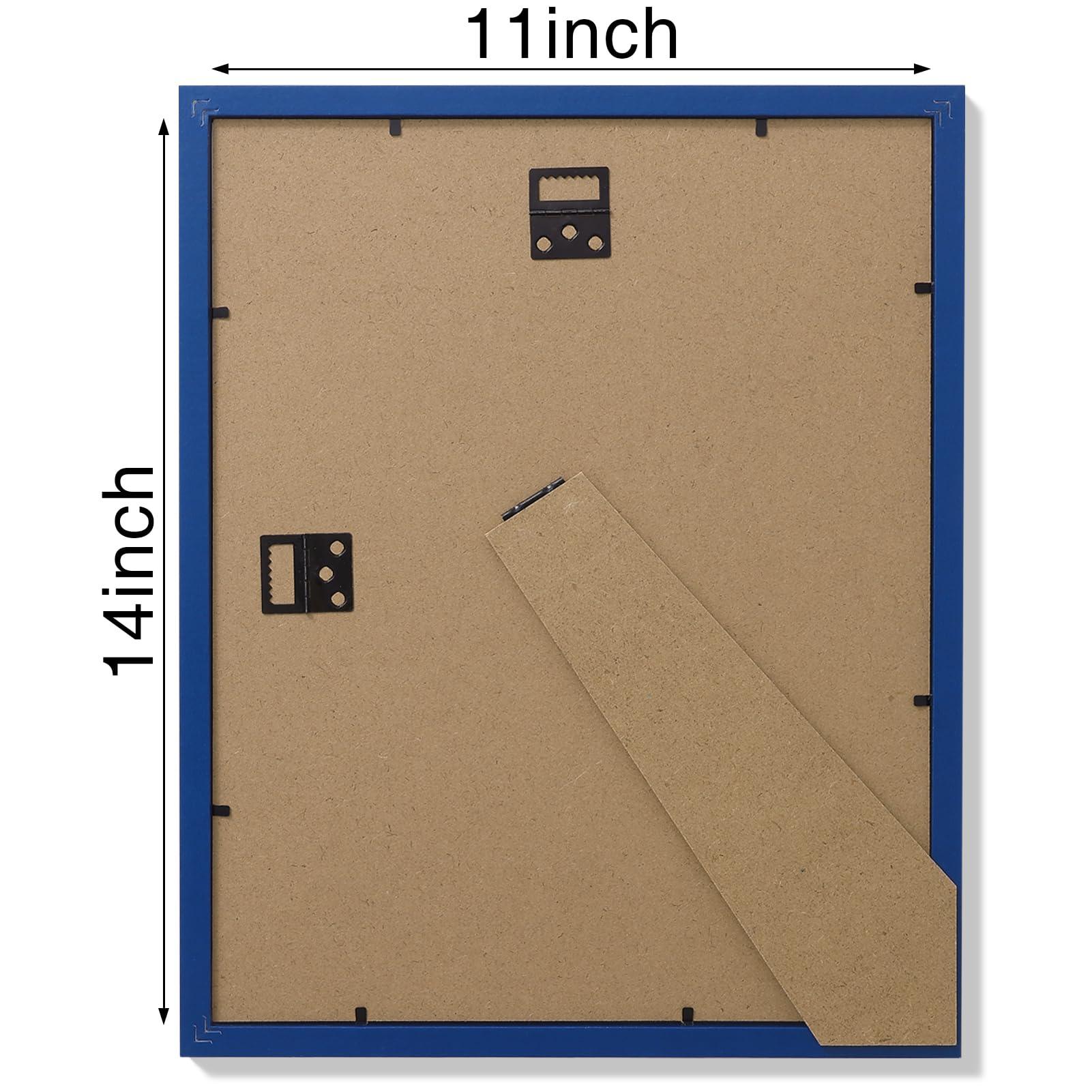 Vittanly 11x14 Picture Frame, Engineered Wood with Shatter Resistant Plexiglass, Display Pictures 8x10 with Mat or 11x14 without Mat, Photo Frame for Wall or Table Top Display, Blue, 1 Pack - Image 3