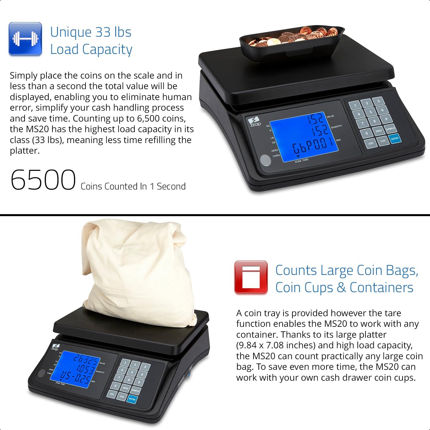 ZZap MS20 Coin Counting Scale - Money Cash Currency Weighing Machine - Image 3