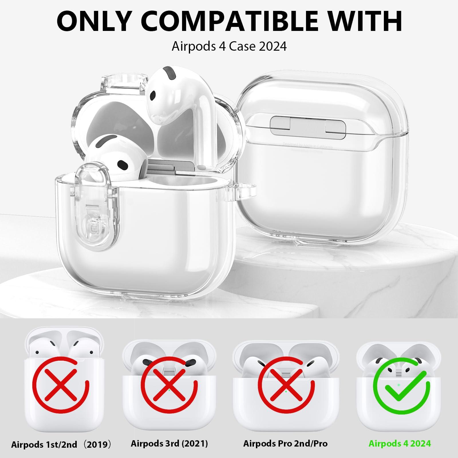 MOFREE Safety Lock Clear Case for Airpods 4 Case 2024 with Cleaner Kit & Elephant Keychain,Soft TPU Transparent airpods 4th Generation Case,Protection Cover for Cute Apple Air pods 4 Case Women Clear - Image 2