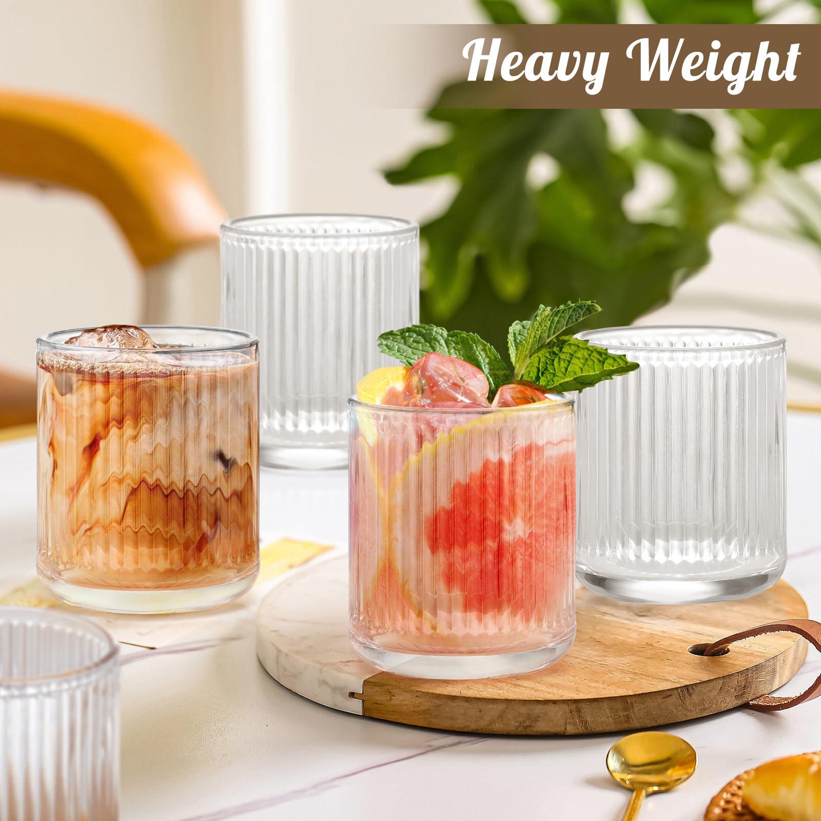 Topsky Vintage Drinkware Set of 6, 260ml Origami Style Drinking Glass,9 oz Transparent Glass Cups Wine Glasses for Whisky,Beer,Juice,Cocktail,Heavy Duty - Image 2