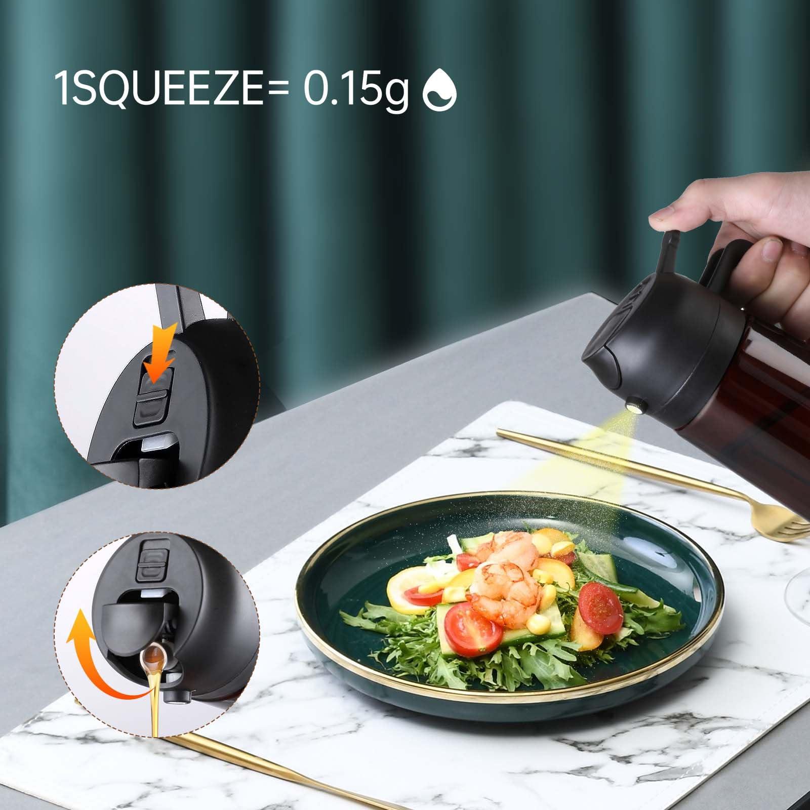 WandaQueen 2 in 1 Oil Sprayer for Cooking, 16oz Olive Oil Dispenser Bottle for Kitchen Gadgets with 8 Stickers, Glass Bottle for Air Fryer - Image 3