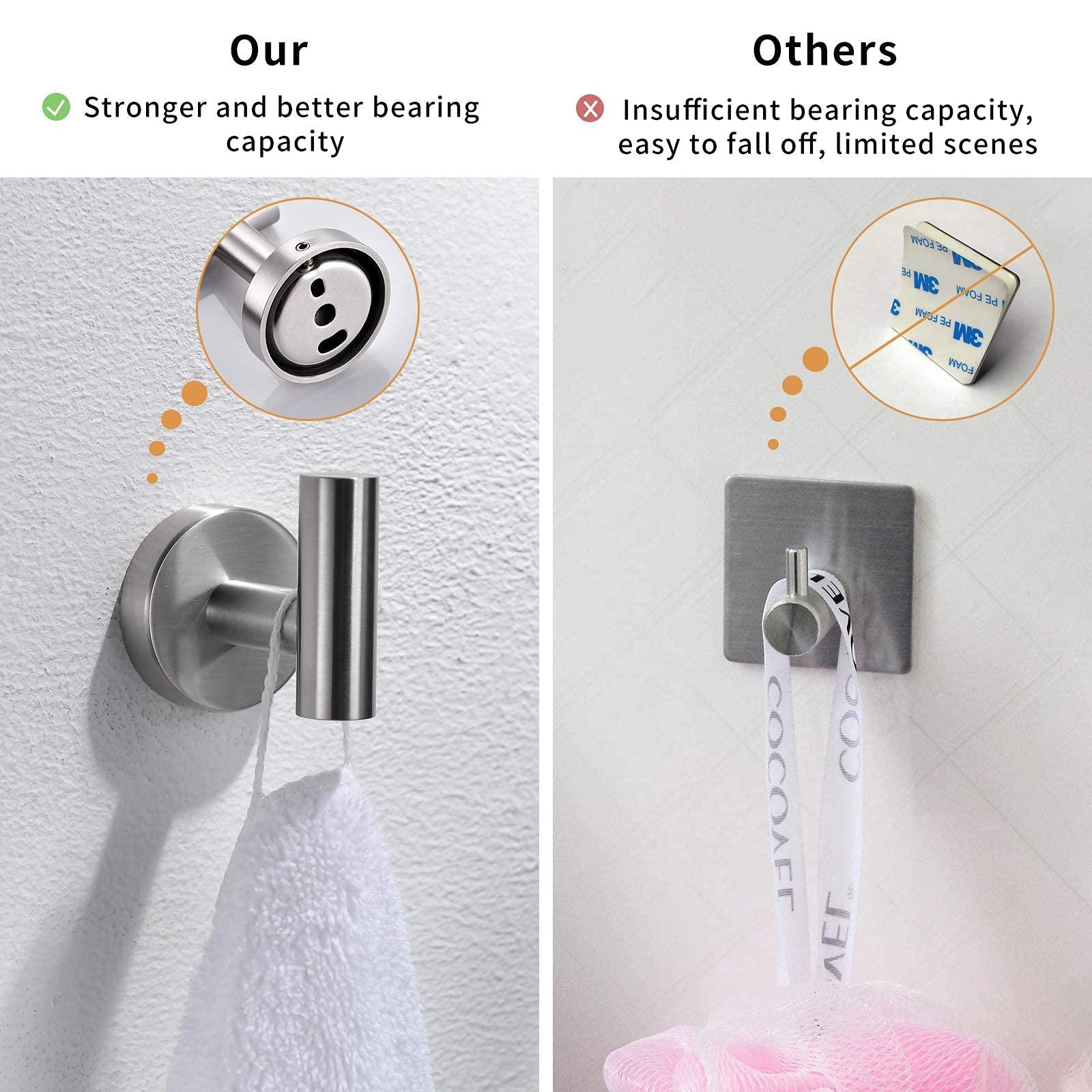 GIMILI 2 Pack 4 Piece Bathroom Hardware Set Brushed Nickel,Stainless Steel Bathroom Accessories Set, Towel bar Kit Wall Mounted, Toilet Paper Holder, Towel Bars, Robe Hook,Towel Rails and Rings - Image 9