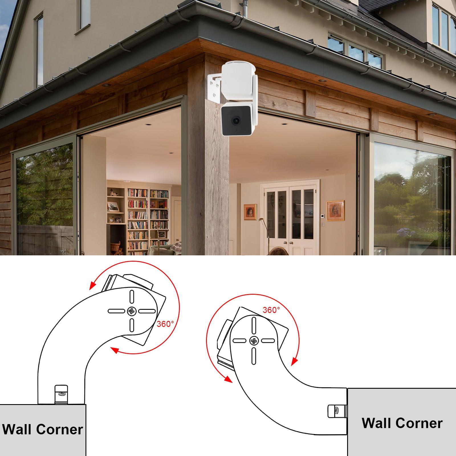 2Pack Corner Camera Wall Mount for Wyze Cam Pan V3/Wyze Cam V4,Maximum Coverage of 270° on Both Sides of The House,Reducing Blind Spots,Extended Corner Wall Mount Bracket for Wyze Cam - Image 5