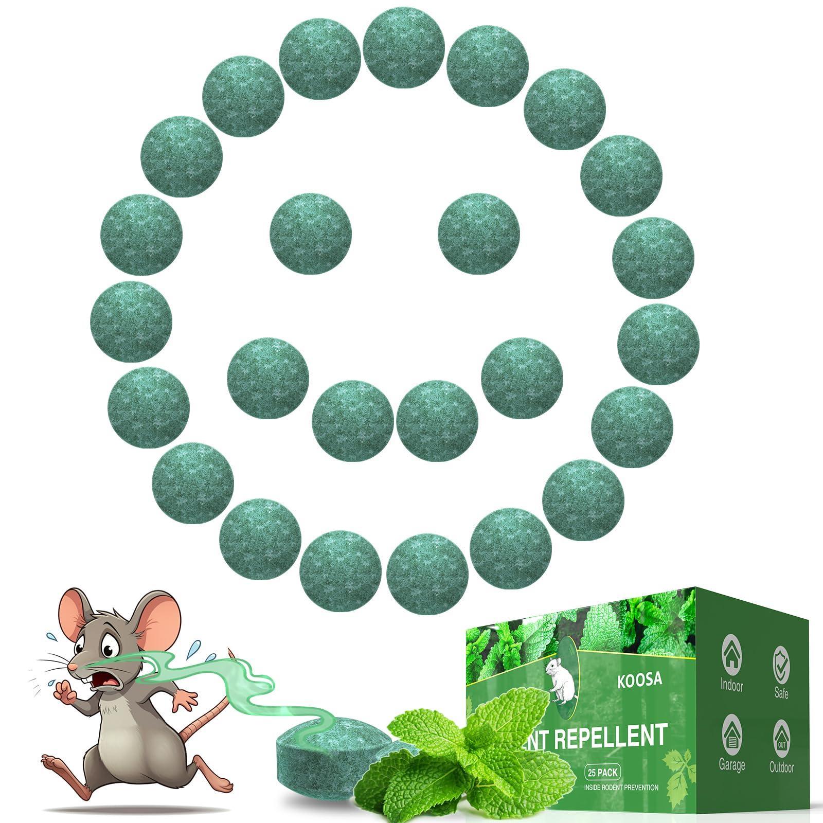 Mouse Rodent Repellent, 25 Pack Peppermint Oil Mouse Repellent Balls for Rats Mice Deterrent, Natural Mouse Traps for Indoor Outdoor Use, Keep Rodents Away from Garden and Home, Family & Pet Safe