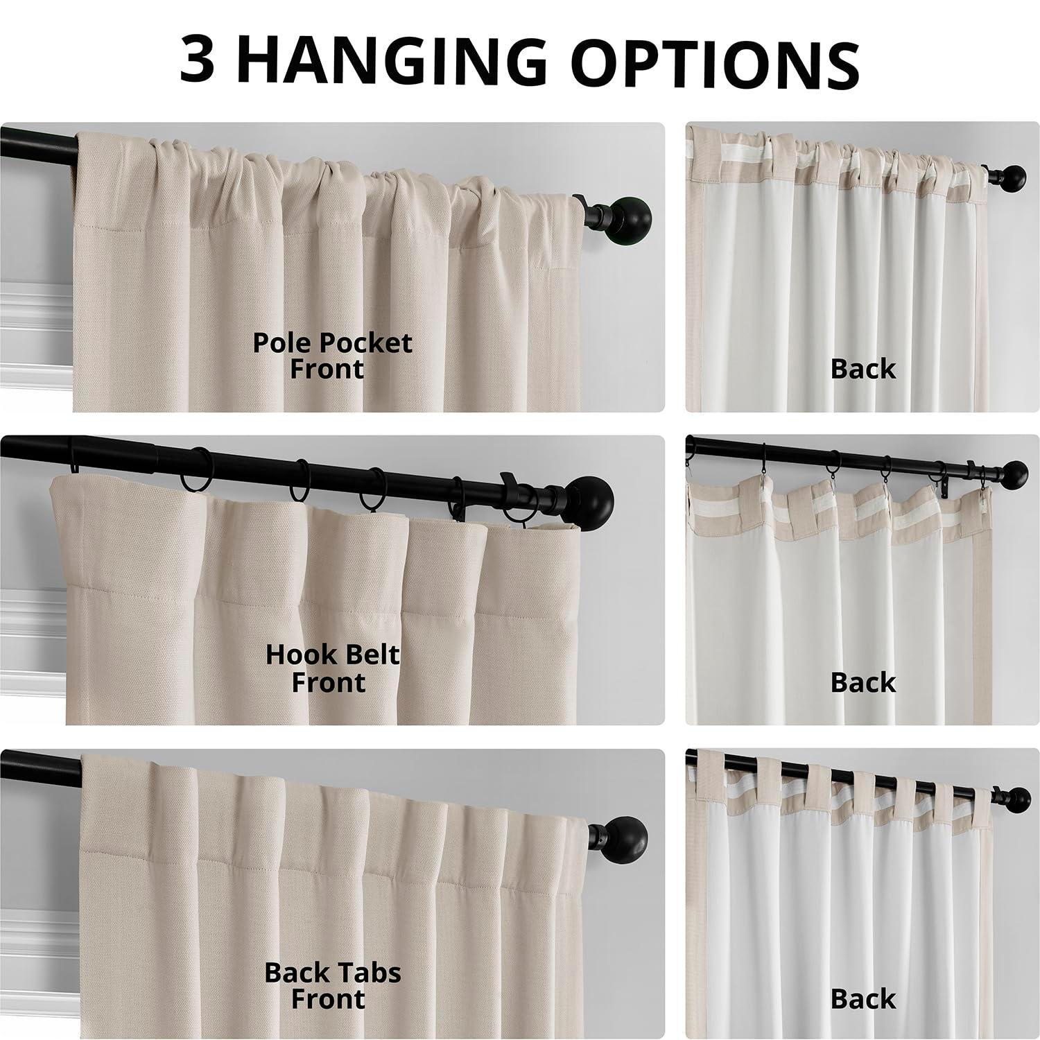 HPD Half Price Drapes - Faux Linen Curtains for Living Room (1 Panel) - 50W X 108L - Textured Room Darkening Curtains for Bedroom 108 Inches Long - Drapes for Home Decor, Birch - Image 4