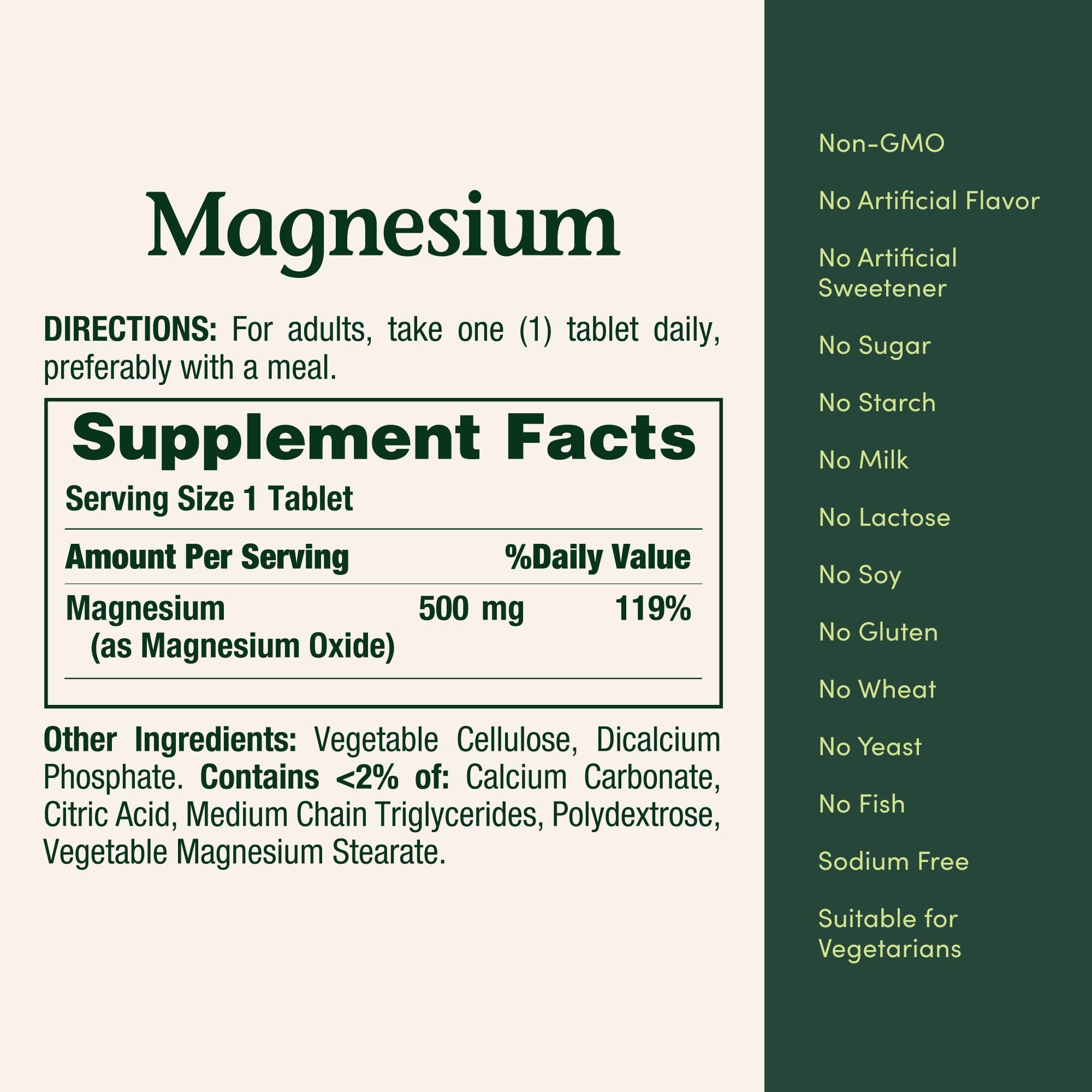 Nature's Bounty Magnesium Supplements - Magnesium 500 Mg Tablets for Bone & Muscle Health, 200 Count (Pack of 1) - Image 6