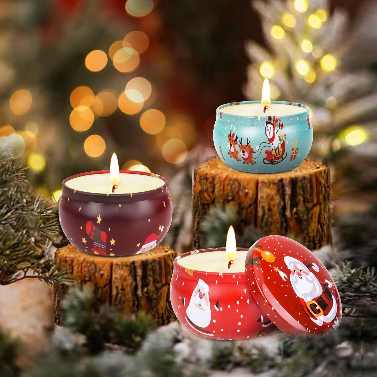 Christmas Gifts Set, 8 Pack Christmas Scented Candles Set, Bulk Stocking Stuffers for Coworkers Adults Women, Small Aromatherapy Candles Gift Baskets for Birthday Christmas Decoration Holiday Gift - Image 9