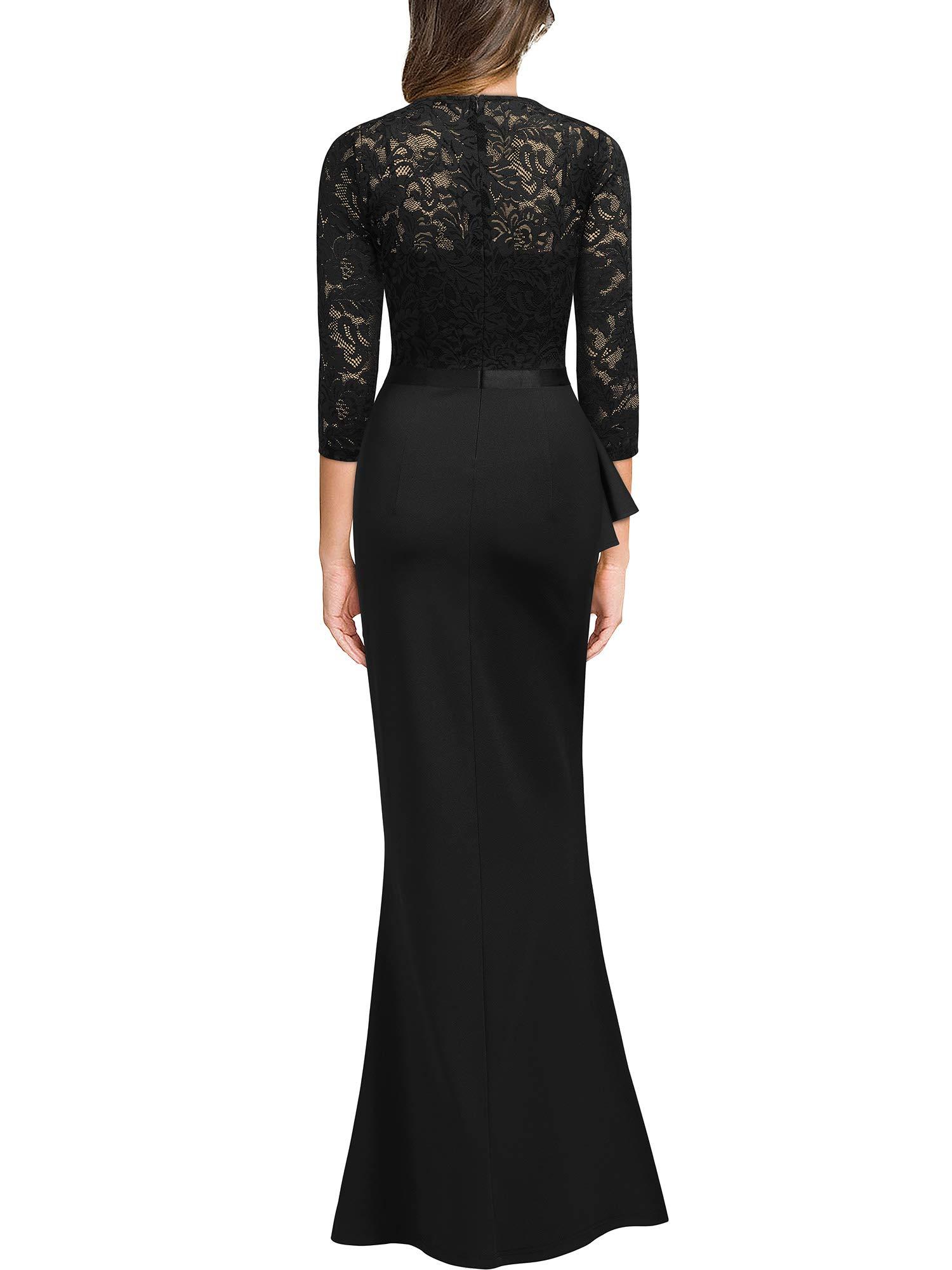 MISSMAY Women's Vintage Floral Lace Ruffle Half Sleeve Evening Party Formal Long Dress - Image 2