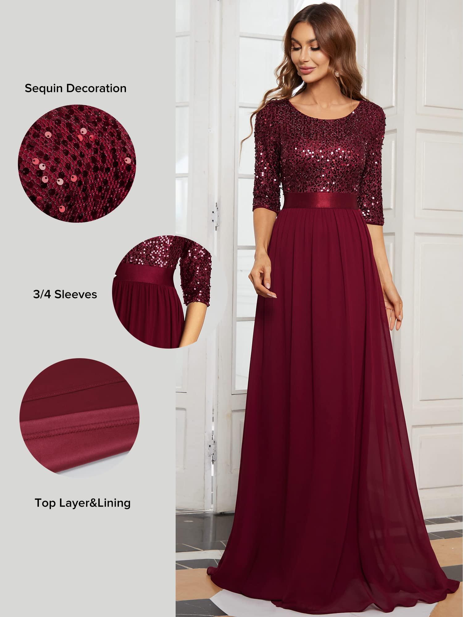 Ever-Pretty Women's Elegant A Line Crew Neck Half Sleeve Sequin Maxi Evening Dress 00683 - Image 5