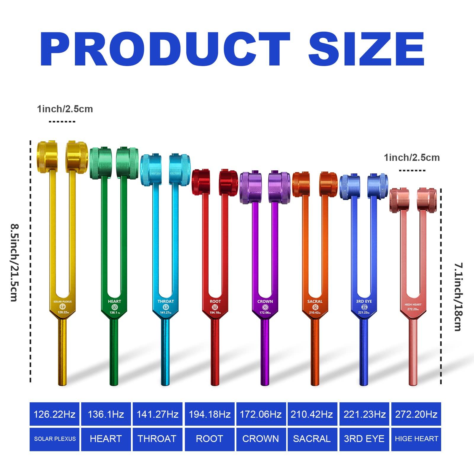 Chakra Tuning Fork Set, Weighted Tuning Forks of 8 Color,7 Chakra and 1 Soul Purpose Tuning Forks for DNA Healing, Sound Therapy, Yoga, Meditation - Image 2