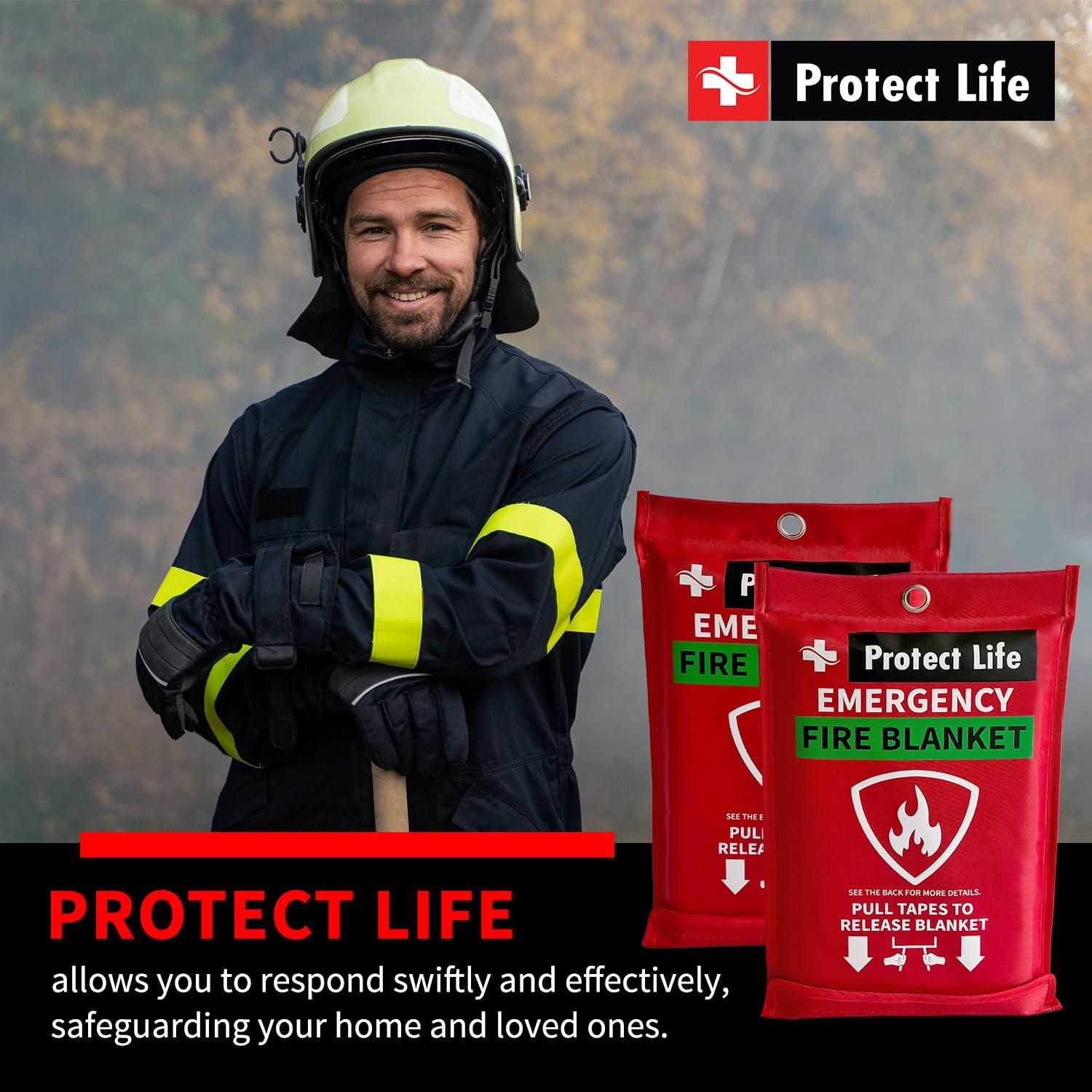 Protect Life Emergency Fire Blanket for Home & Kitchen, 40" x 40" Fiberglass Flame Retardant Fabric for Cooking & Clothing Mishaps, Fire Blankets Emergency for Home Safety, Camping & More (4 Pack) - Image 9